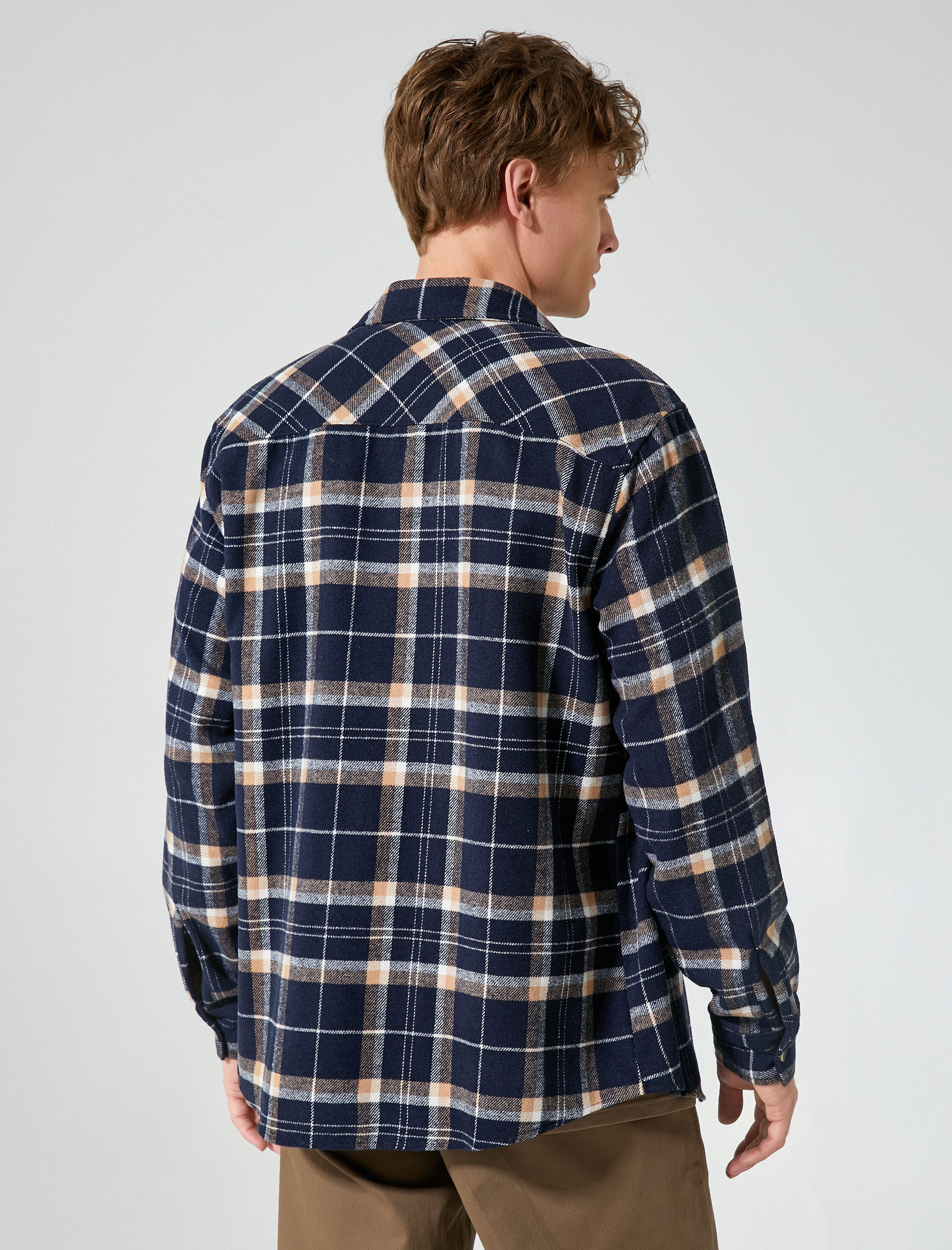 Oduncu Gömleği Aplike Cep Detaylı Klasik Yaka Uzun Kollu