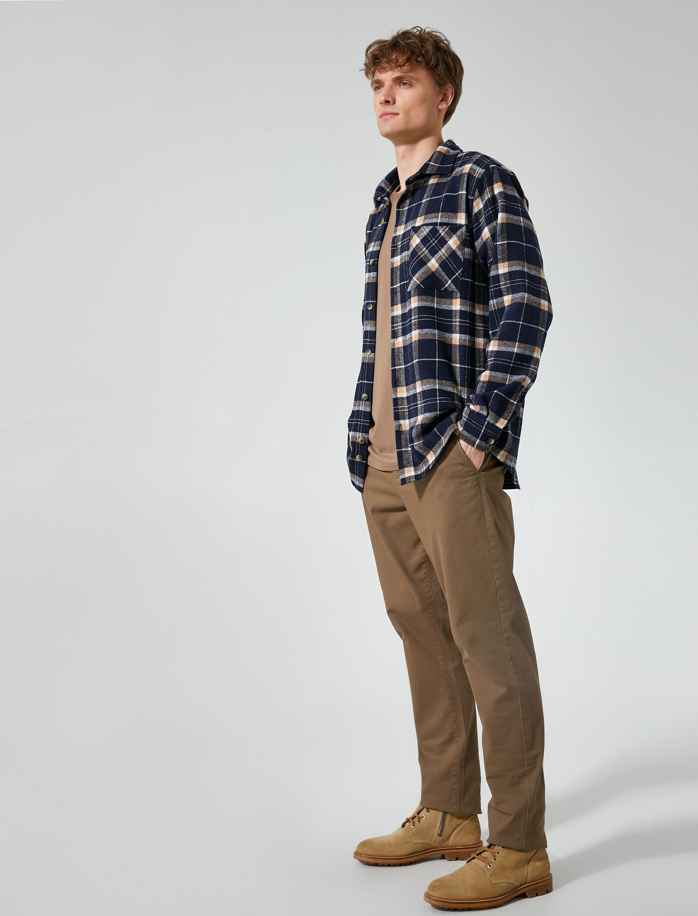 Oduncu Gömleği Aplike Cep Detaylı Klasik Yaka Uzun Kollu