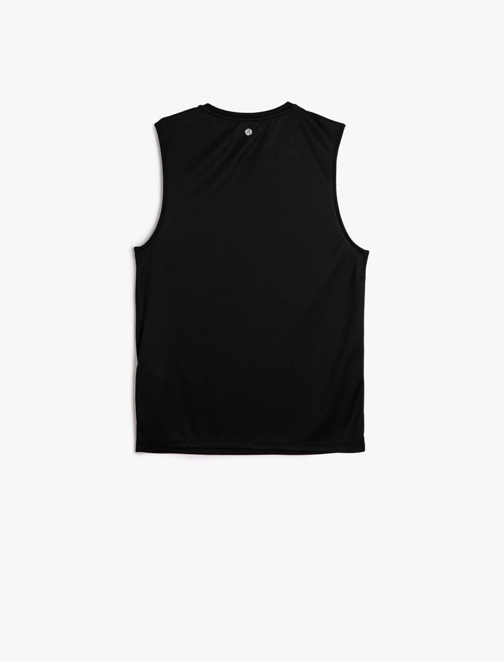  Sporcu Atleti Şerit Baskılı Bisiklet Yaka Kolsuz