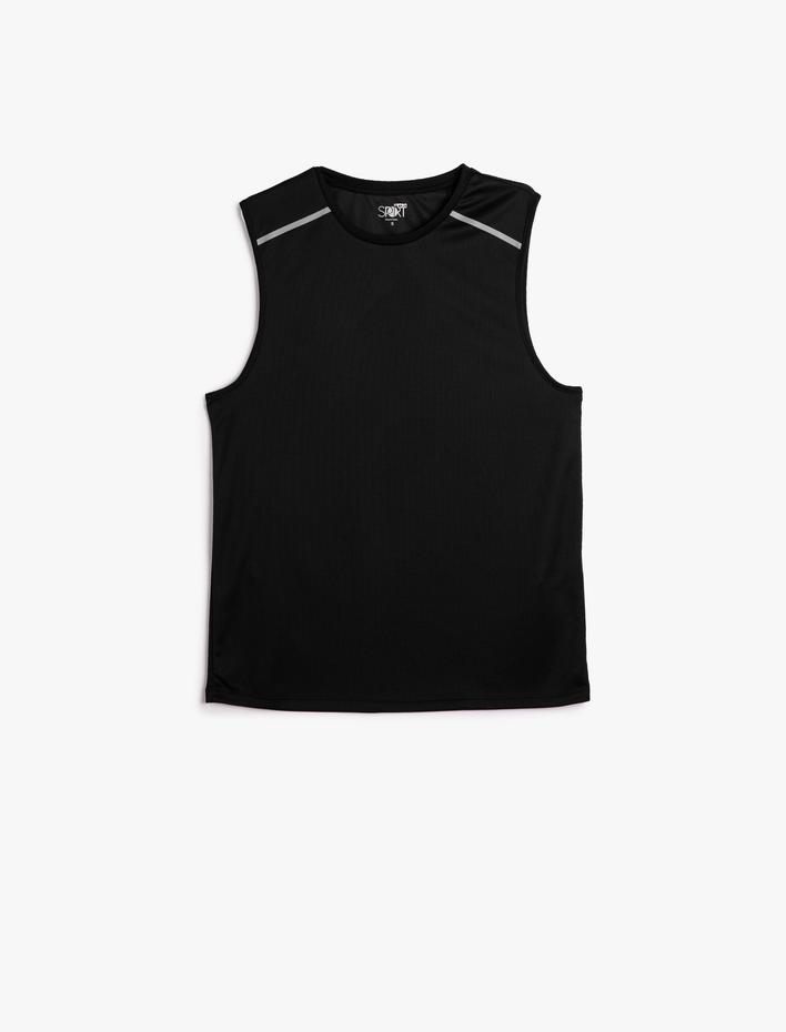  Sporcu Atleti Şerit Baskılı Bisiklet Yaka Kolsuz