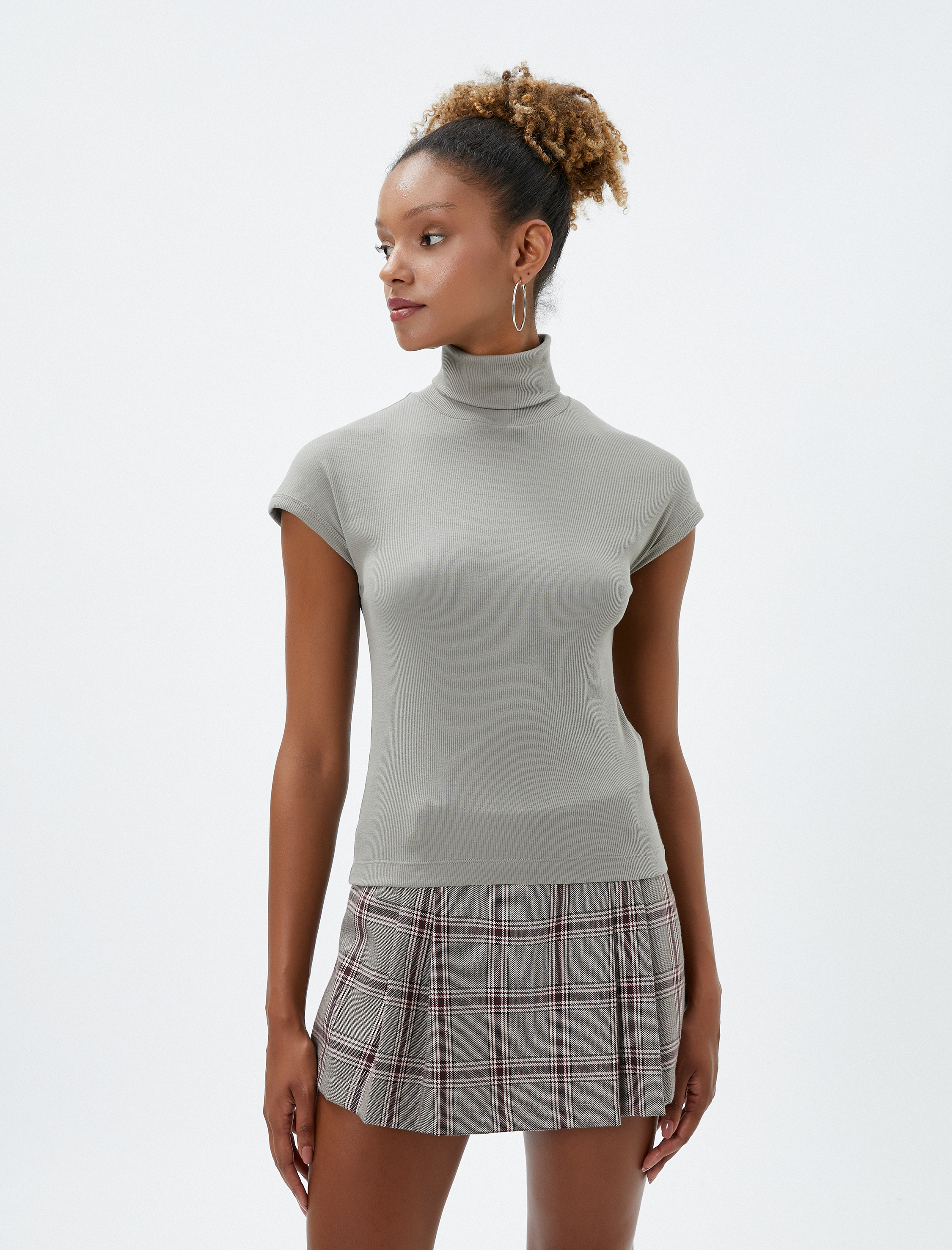   Balıkçı Yaka Basic Tişört Kısa Kollu Ribanalı Pamuklu