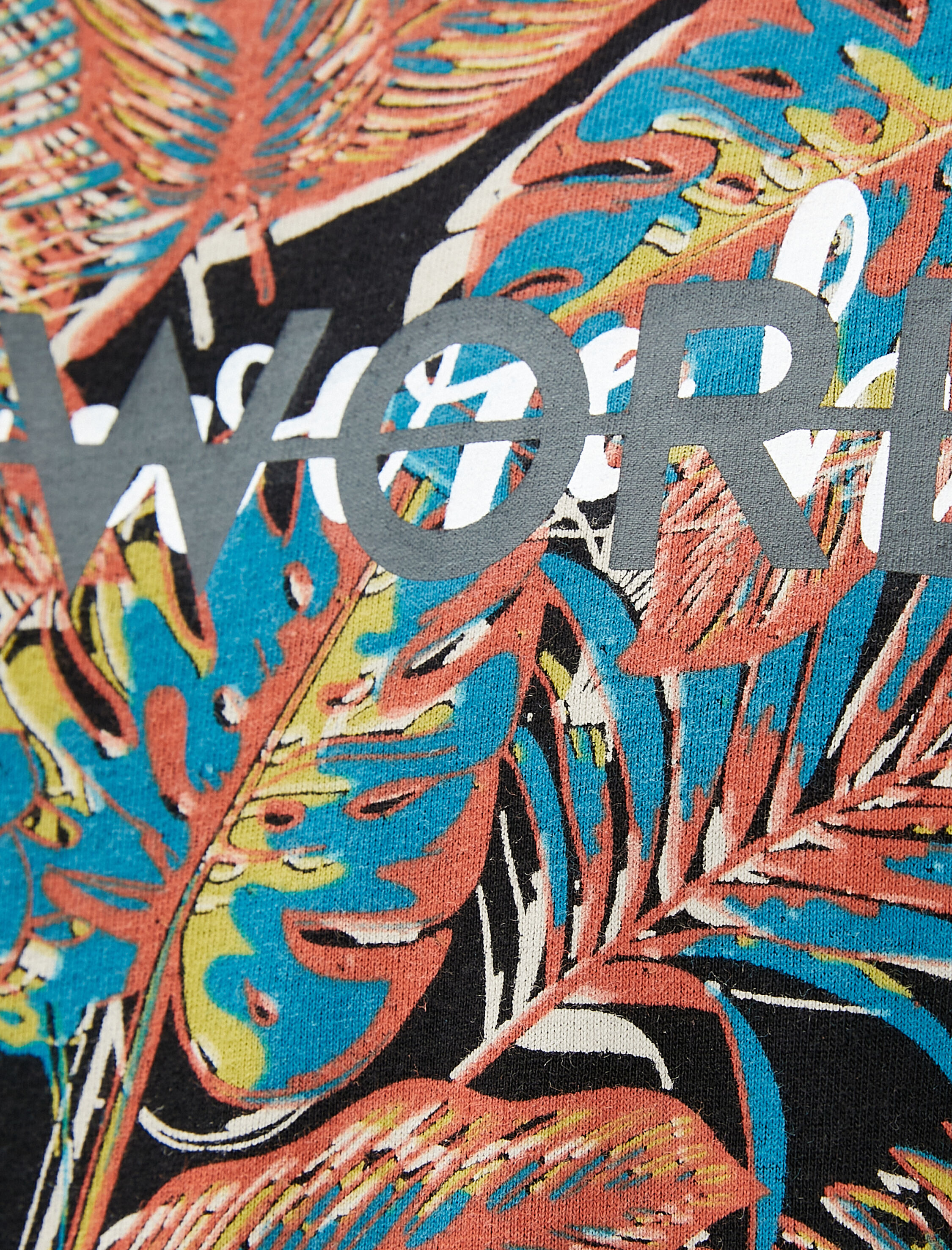   Slogan Baskılı Tişört Yaprak Detaylı Bisiklet Yaka Pamuklu