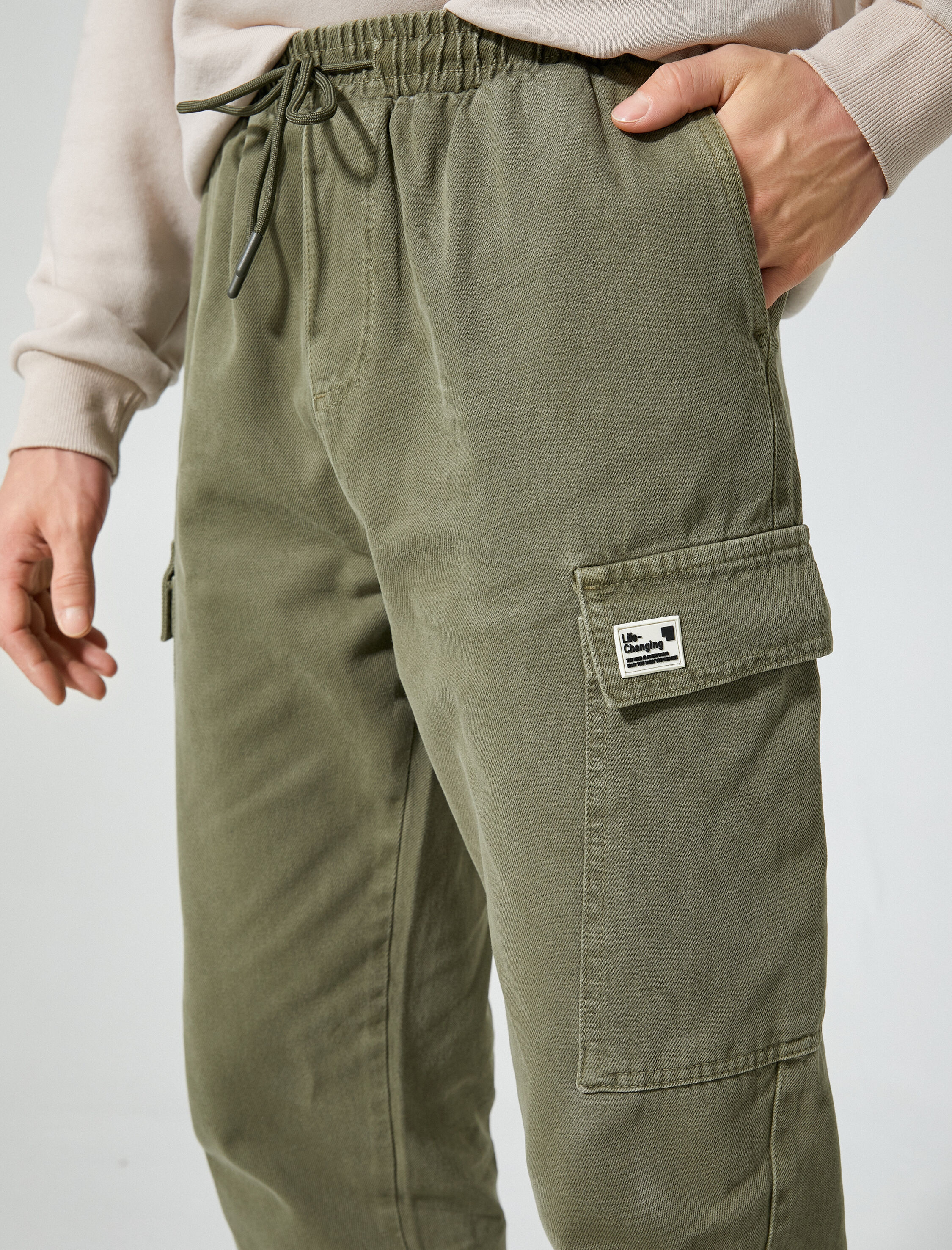   Boru Paça Pantolon Gabardin Beş Cepli Düğmeli Pamuklu