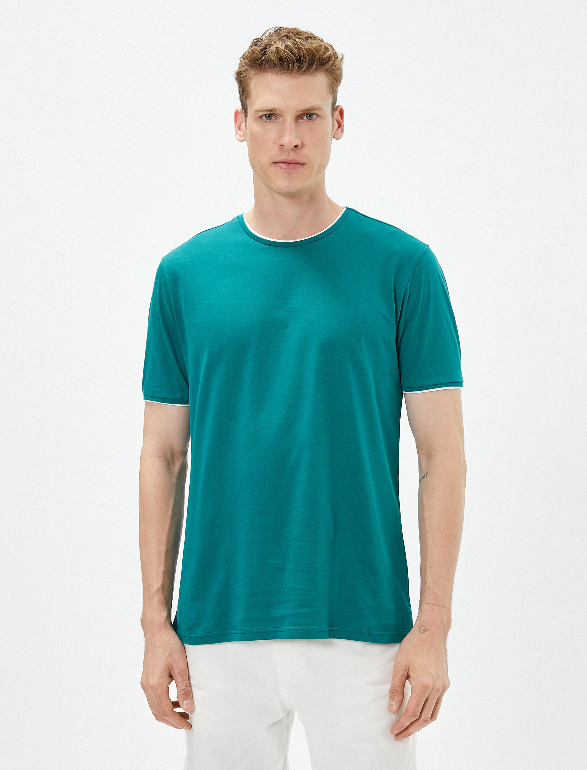   Basic Tişört Bisiklet Yaka Kısa Kollu Pamuklu