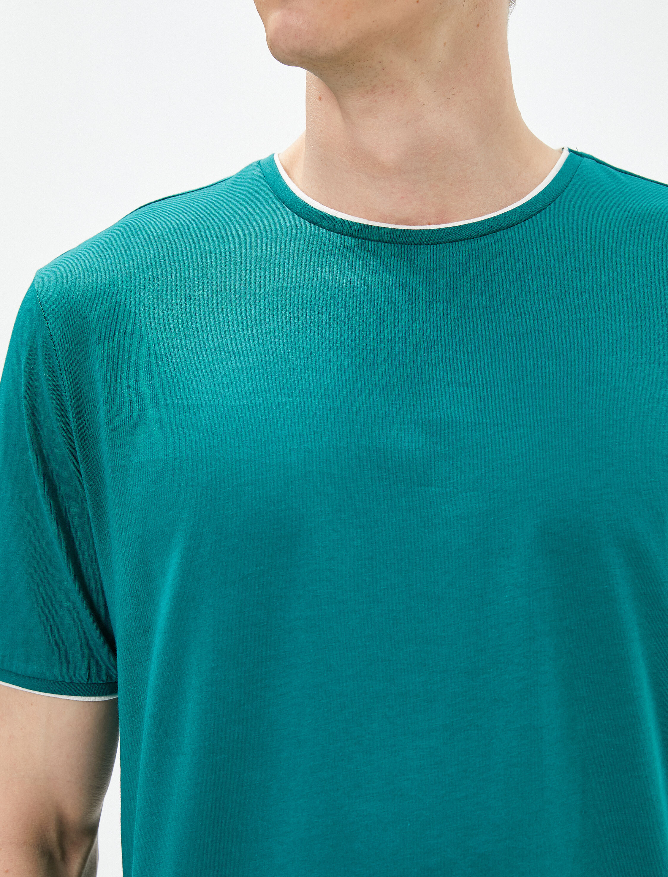   Basic Tişört Bisiklet Yaka Kısa Kollu Pamuklu