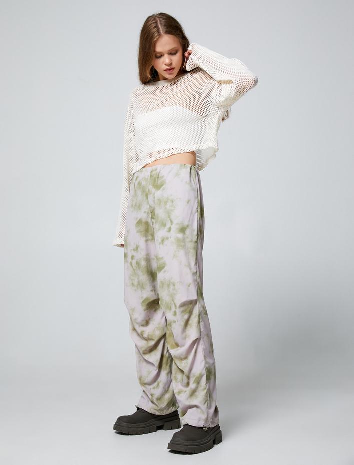  Paraşüt Pantolon Batik Desenli  Beli ve Paçası Lastikli Stoperli