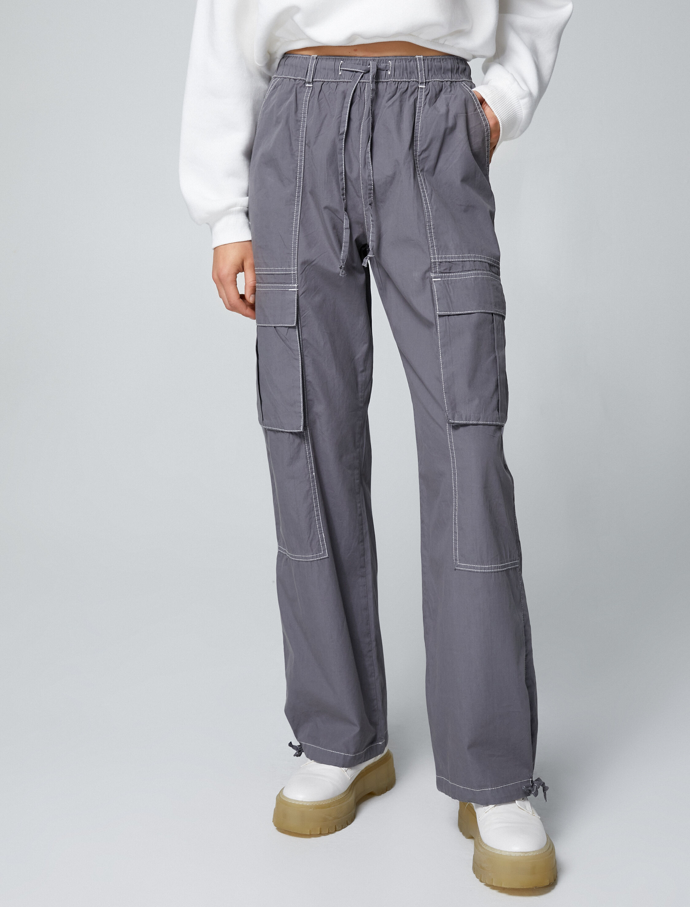   Kargo Paraşüt Pantolon Cep Detaylı Beli Bağcıklı