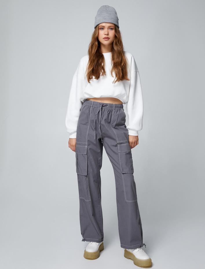  Kargo Paraşüt Pantolon Cep Detaylı Beli Bağcıklı