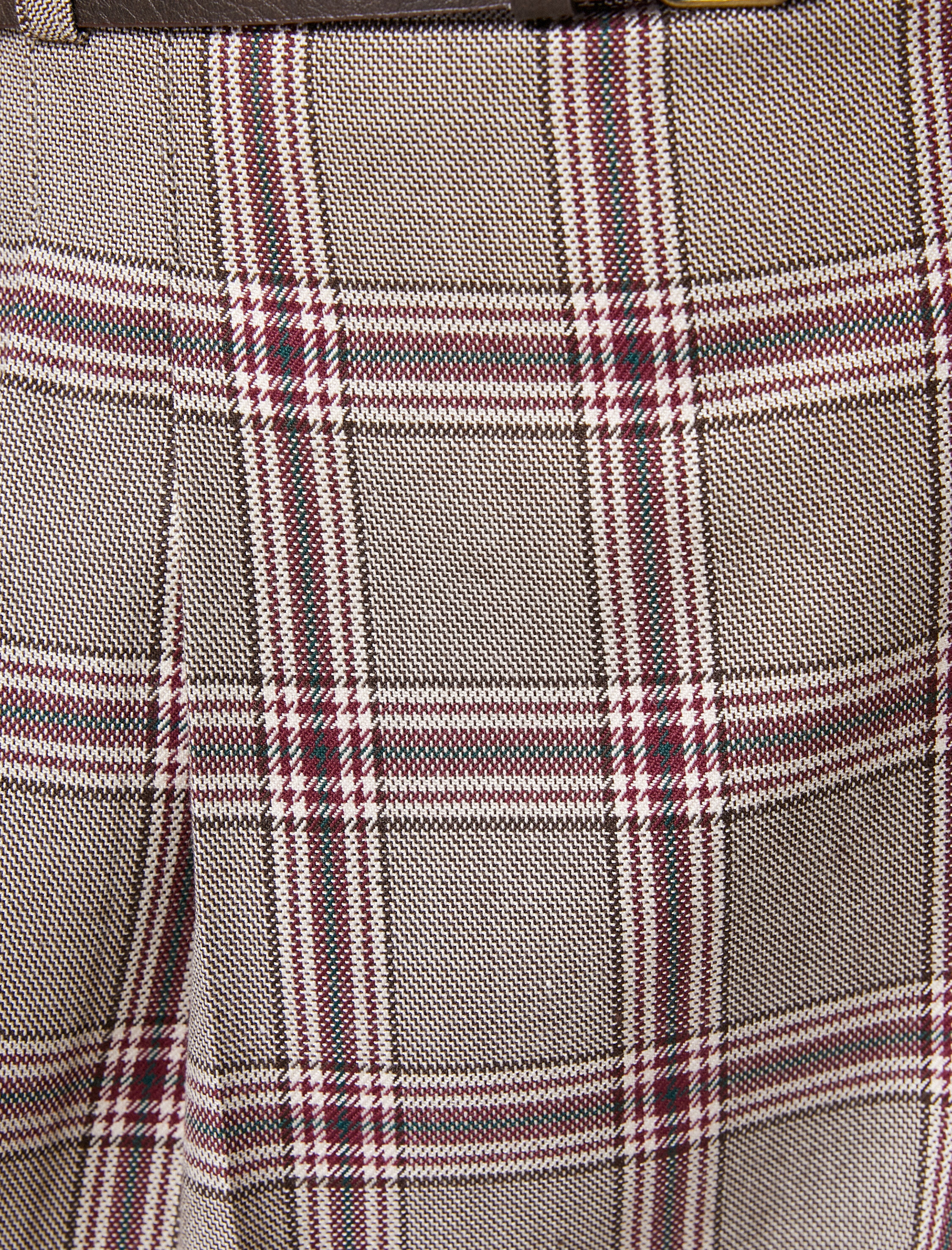   Kareli Mini Şort Etek Piliseli Kemer Detaylı