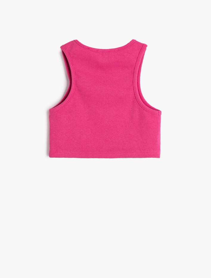 Kız Çocuk Crop Atlet Pencere Detaylı Pamuklu Ribanalı