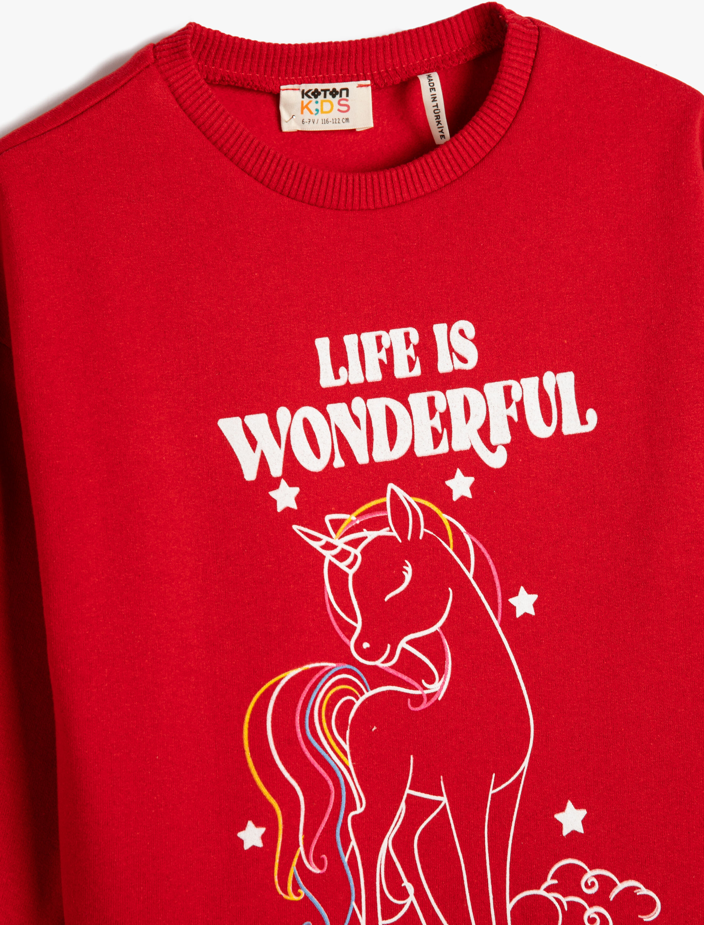  Kız Çocuk Unicorn Sweatshirt Baskılı Uzun Kollu Bisiklet Yaka