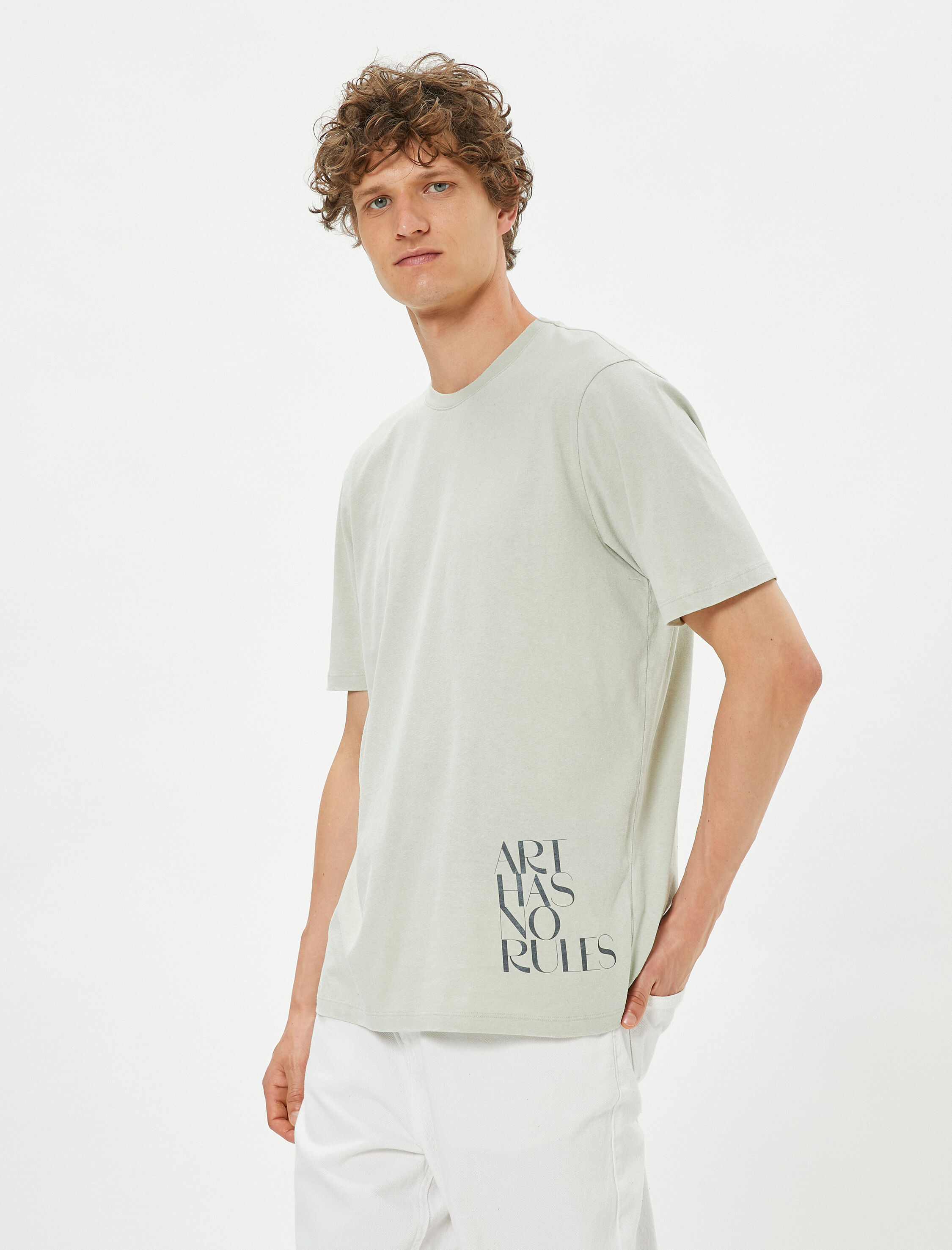   Slogan Baskılı Tişört Bisiklet Yaka Kısa Kollu Pamuklu