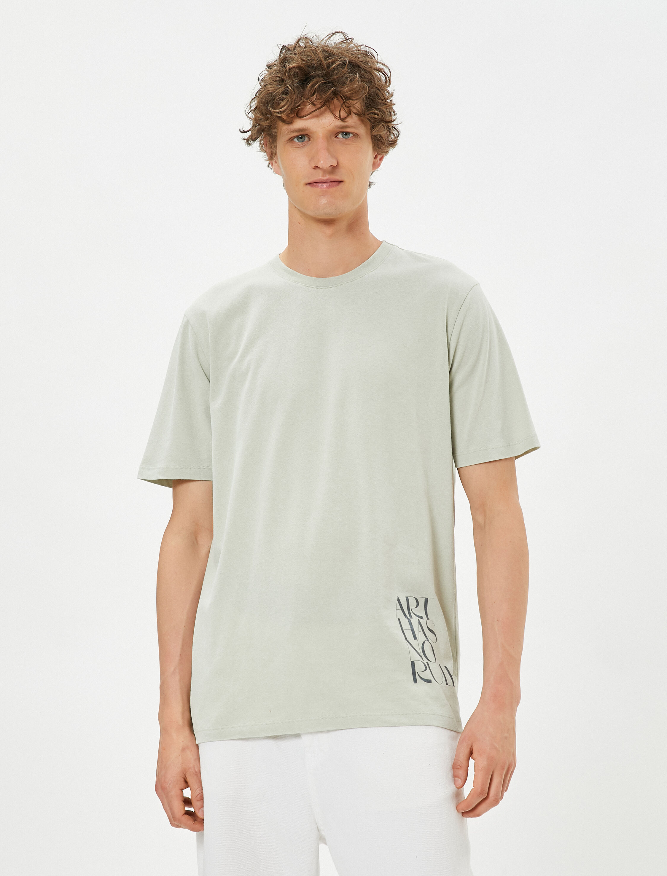   Slogan Baskılı Tişört Bisiklet Yaka Kısa Kollu Pamuklu