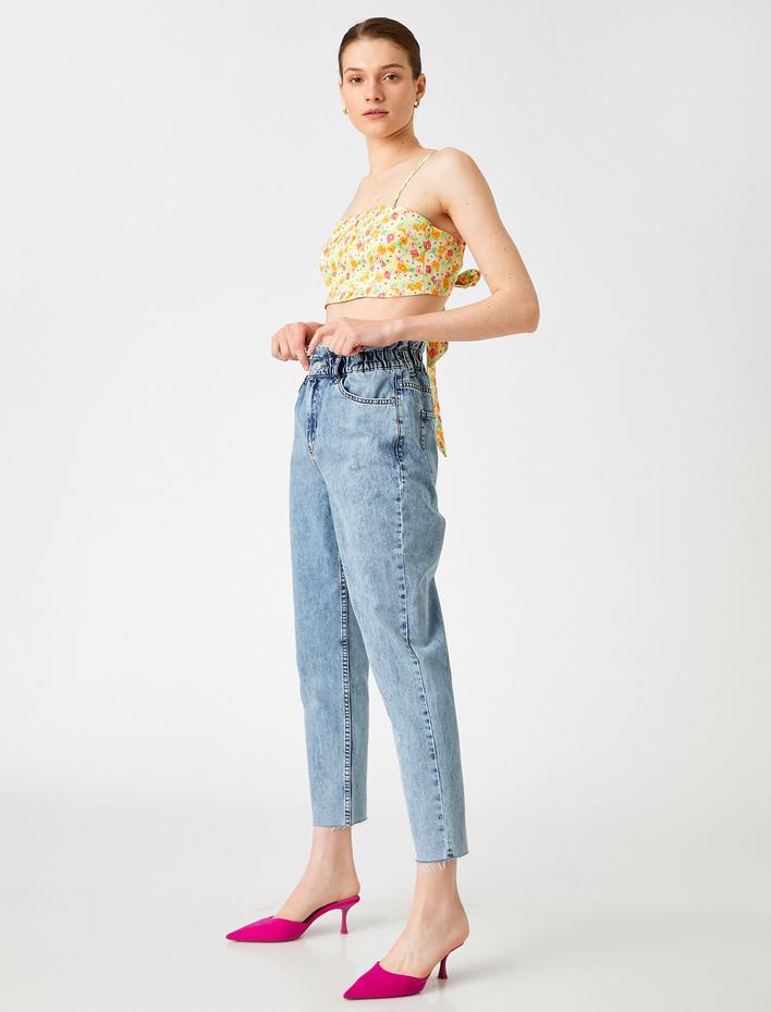  Yüksek Bel Hafif Dar Paça Kot Pantolon - Mom Jean