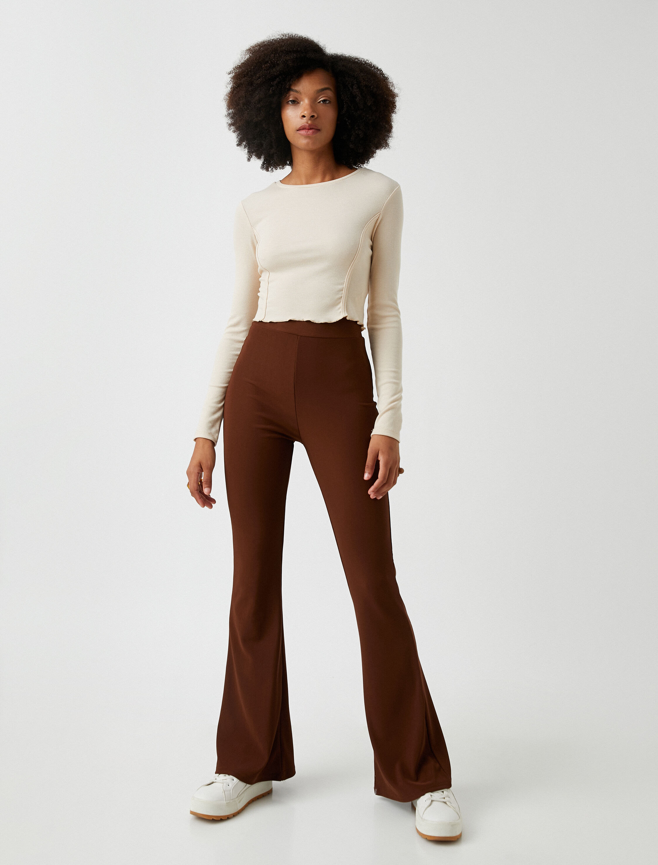 İspanyol Paça Pantolon Yüksek Bel