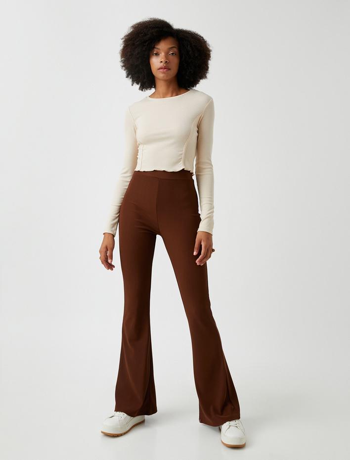  İspanyol Paça Pantolon Yüksek Bel