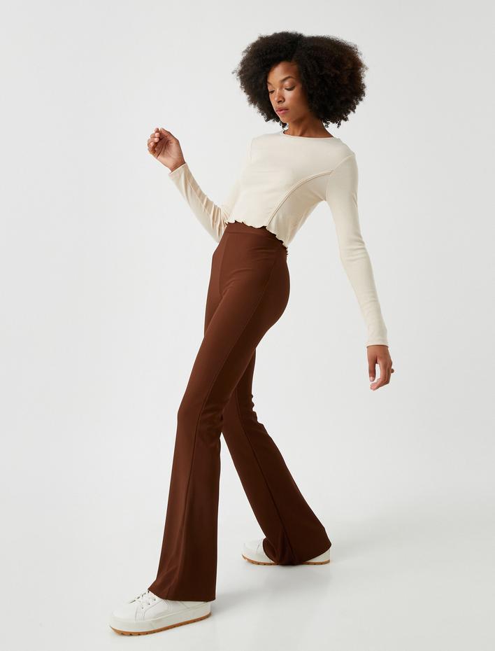  İspanyol Paça Pantolon Yüksek Bel