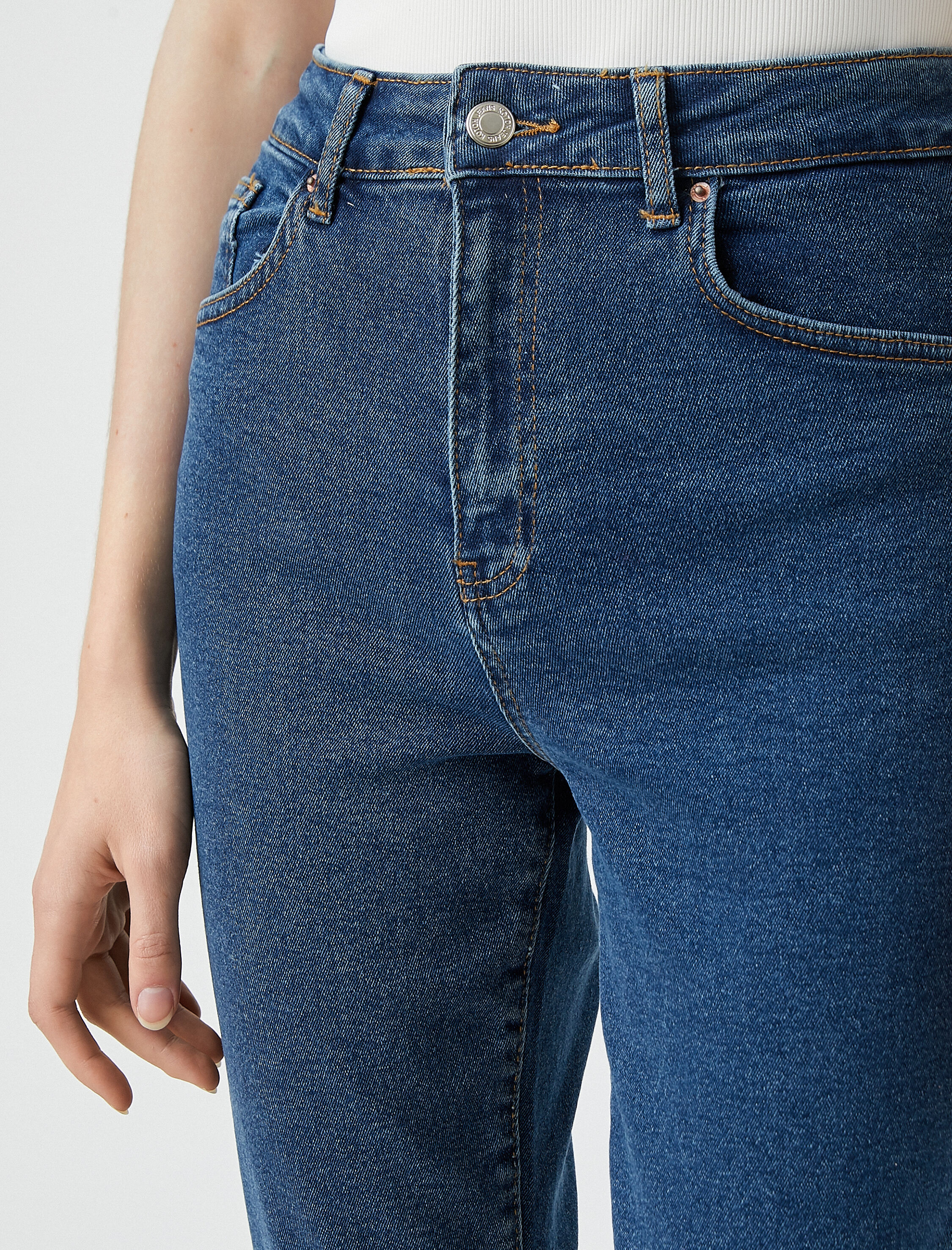 Dar Kesim Kot Pantolon Yüksek Bel - Slim Fit Jean