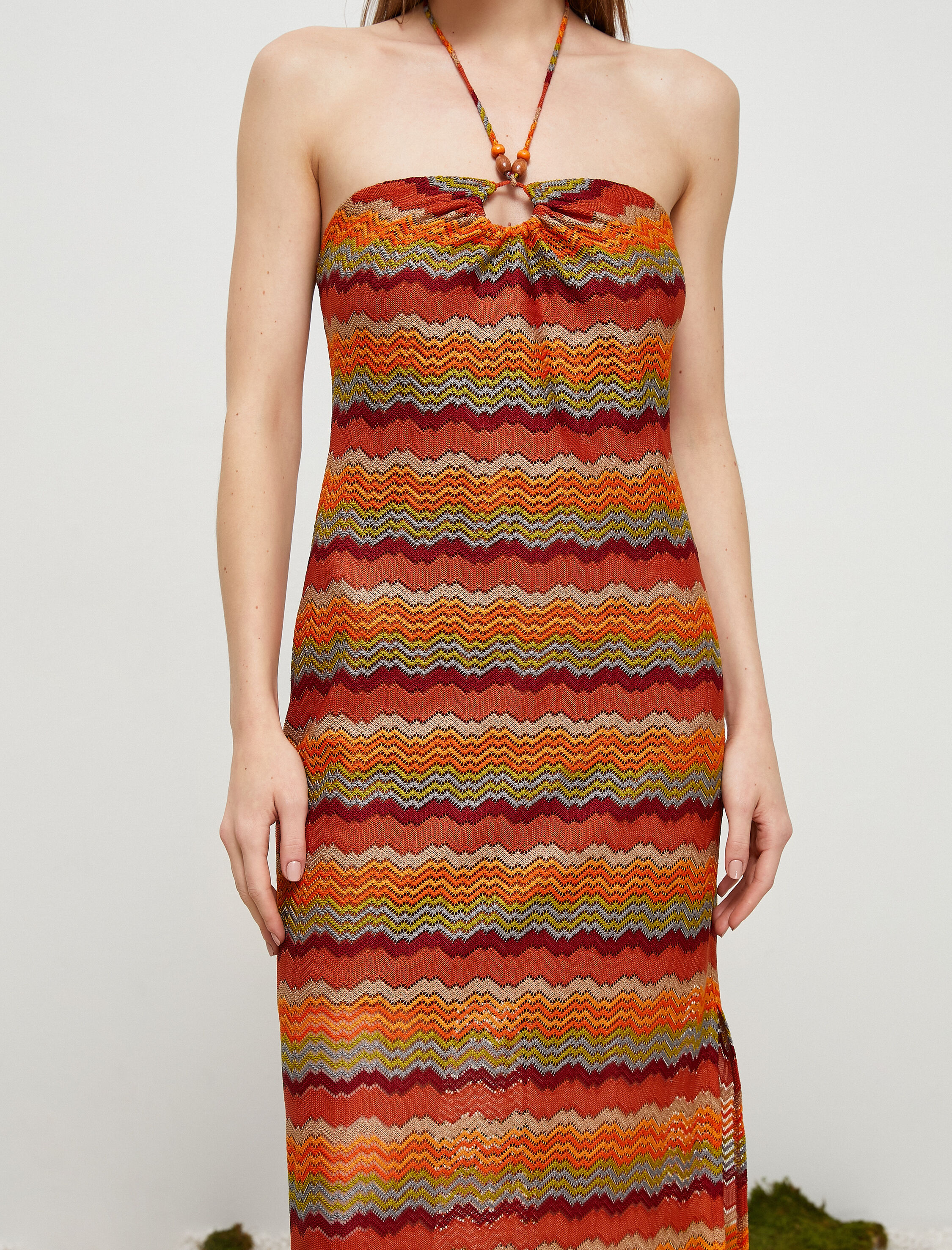   Şahika Ercümen X Koton - Kroşe Boncuklu Uzun Elbise