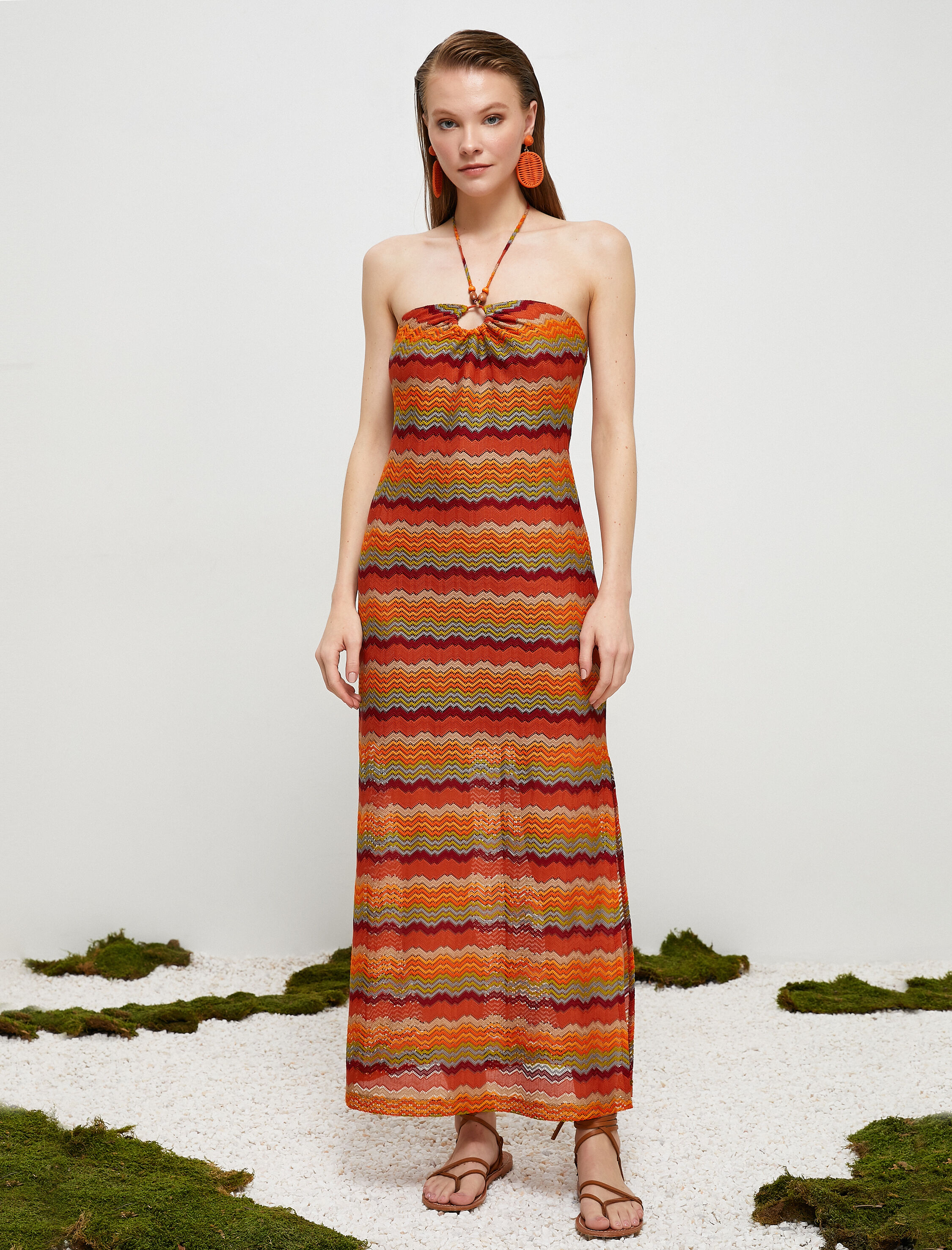   Şahika Ercümen X Koton - Kroşe Boncuklu Uzun Elbise