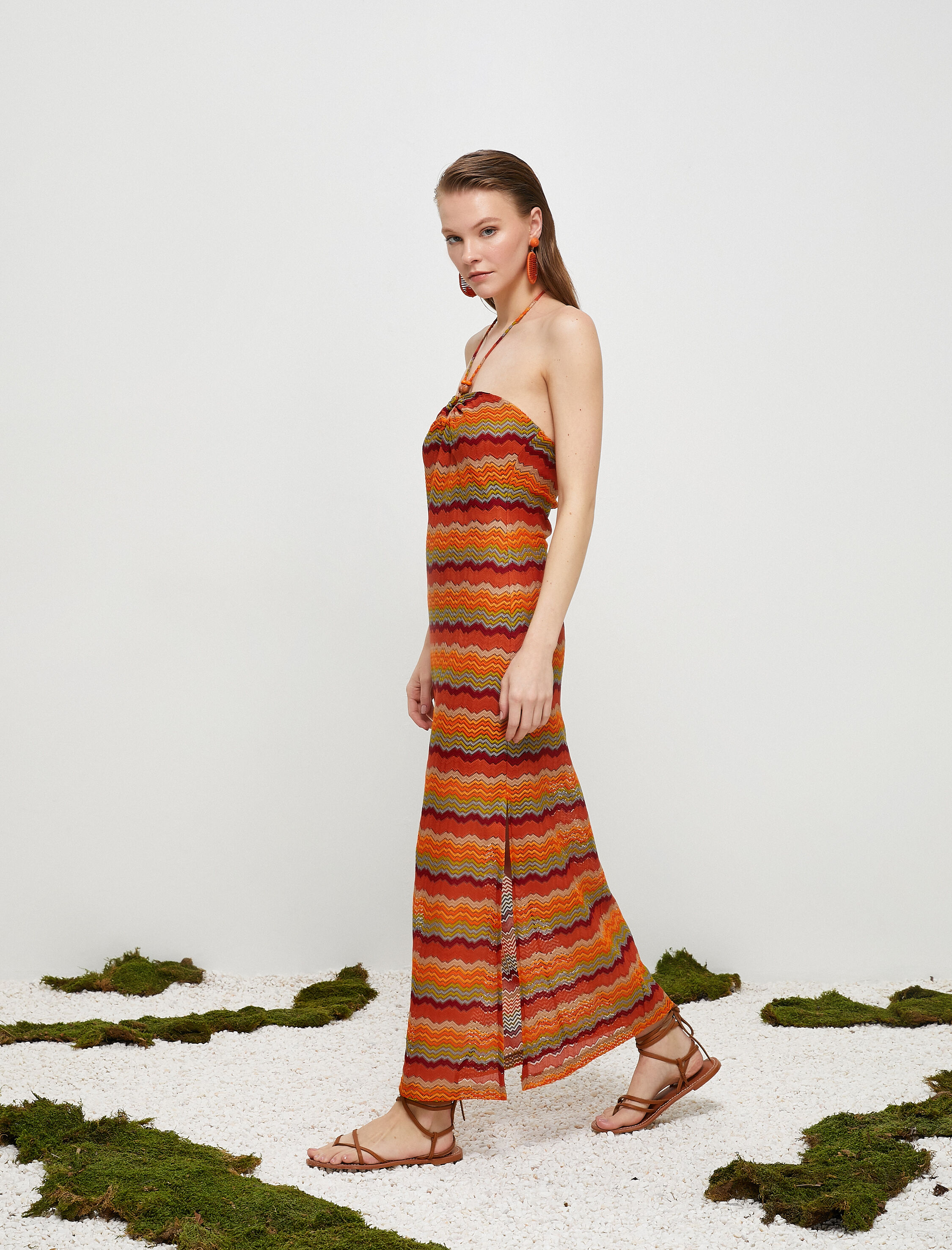   Şahika Ercümen X Koton - Kroşe Boncuklu Uzun Elbise