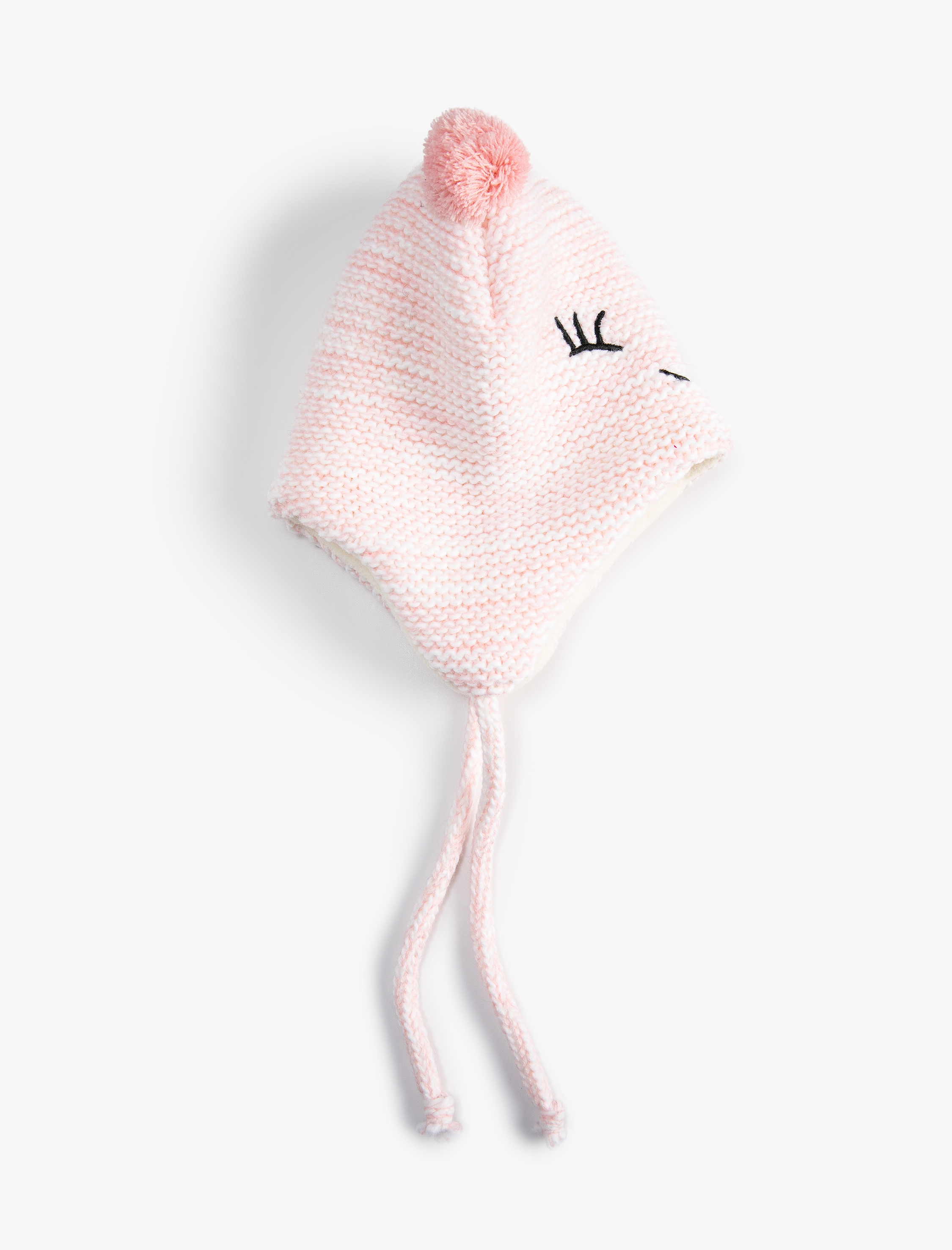  Kız Çocuk Kulak Kapaklı Örgü Bere Ayı İşlemeli İçi Polarlı