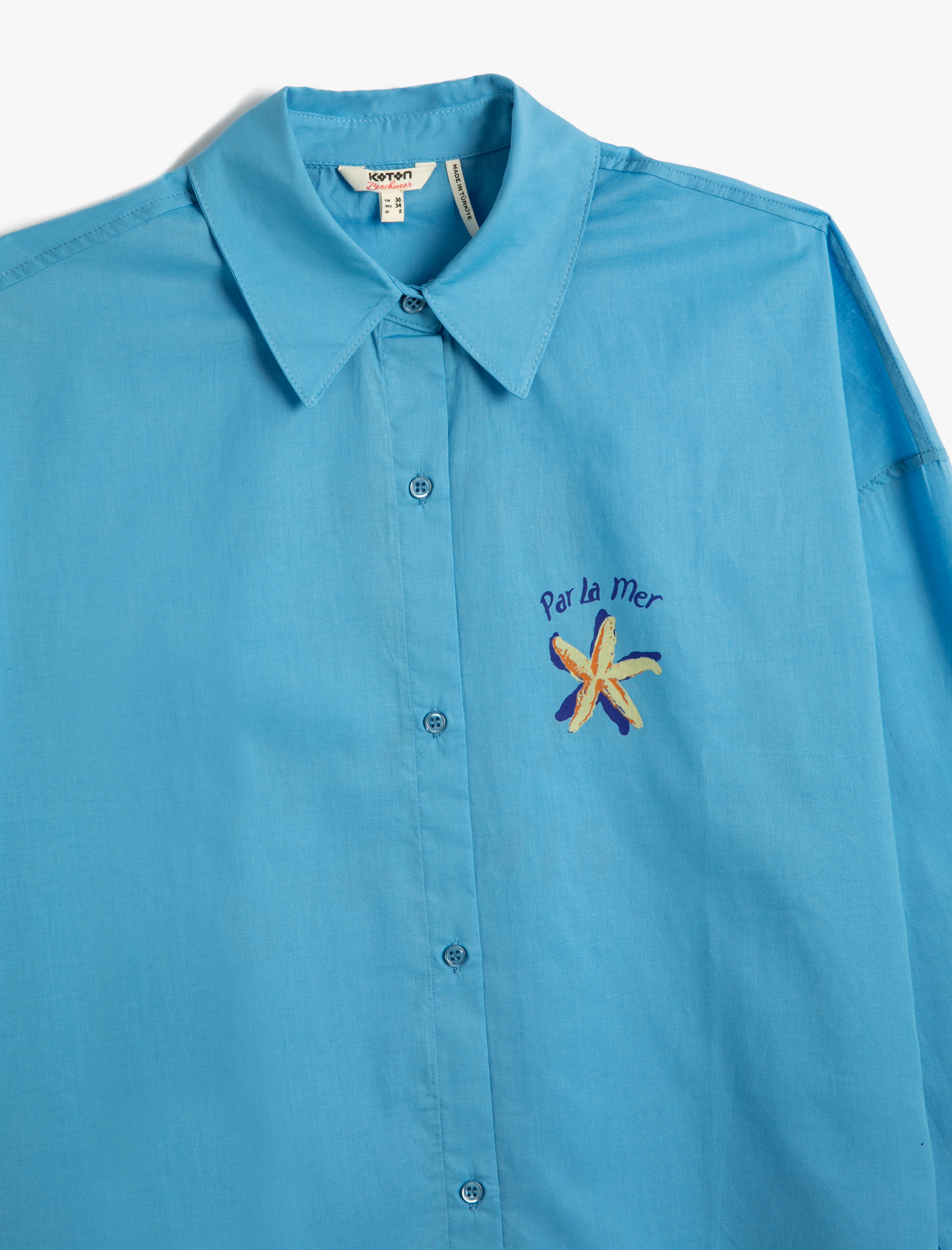   Uzun Kollu Gömlek Sırt Baskılı Düğmeli Pamuklu