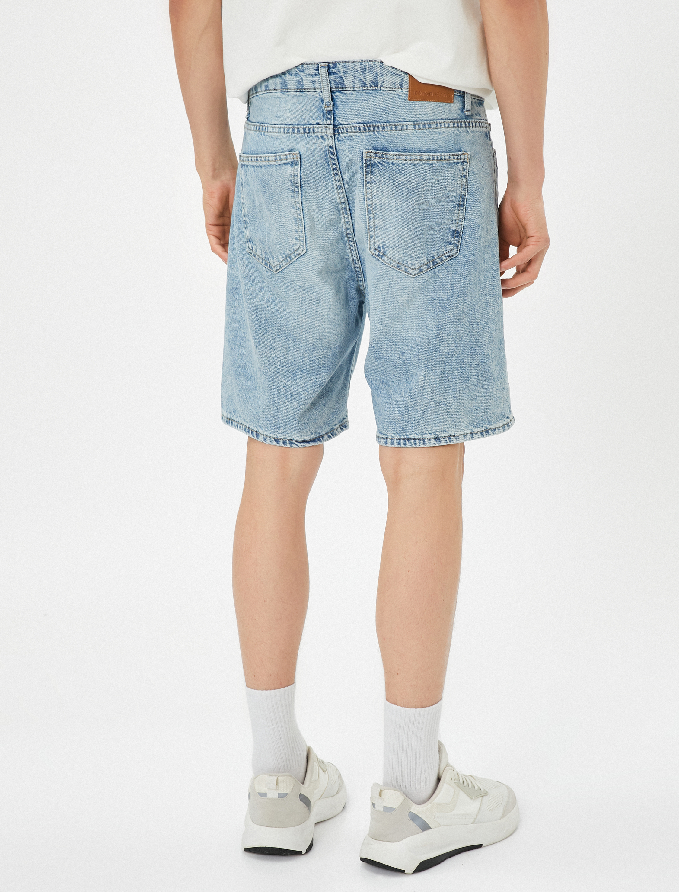   Kot Şort Bermuda Cep Detaylı Düğmeli Pamuklu