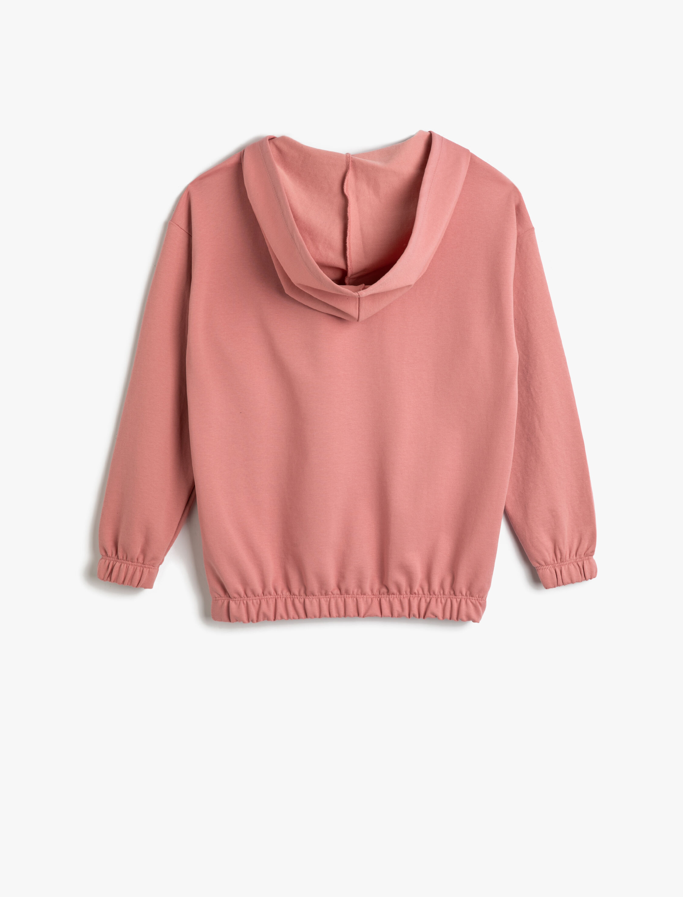  Kız Çocuk Kapşonlu Sweatshirt Kelebek Baskılı Beli Lastikli Pamuk Karışımlı