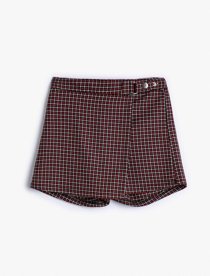 Kız Çocuk Şort Etek Kruvaze Beli Lastikli