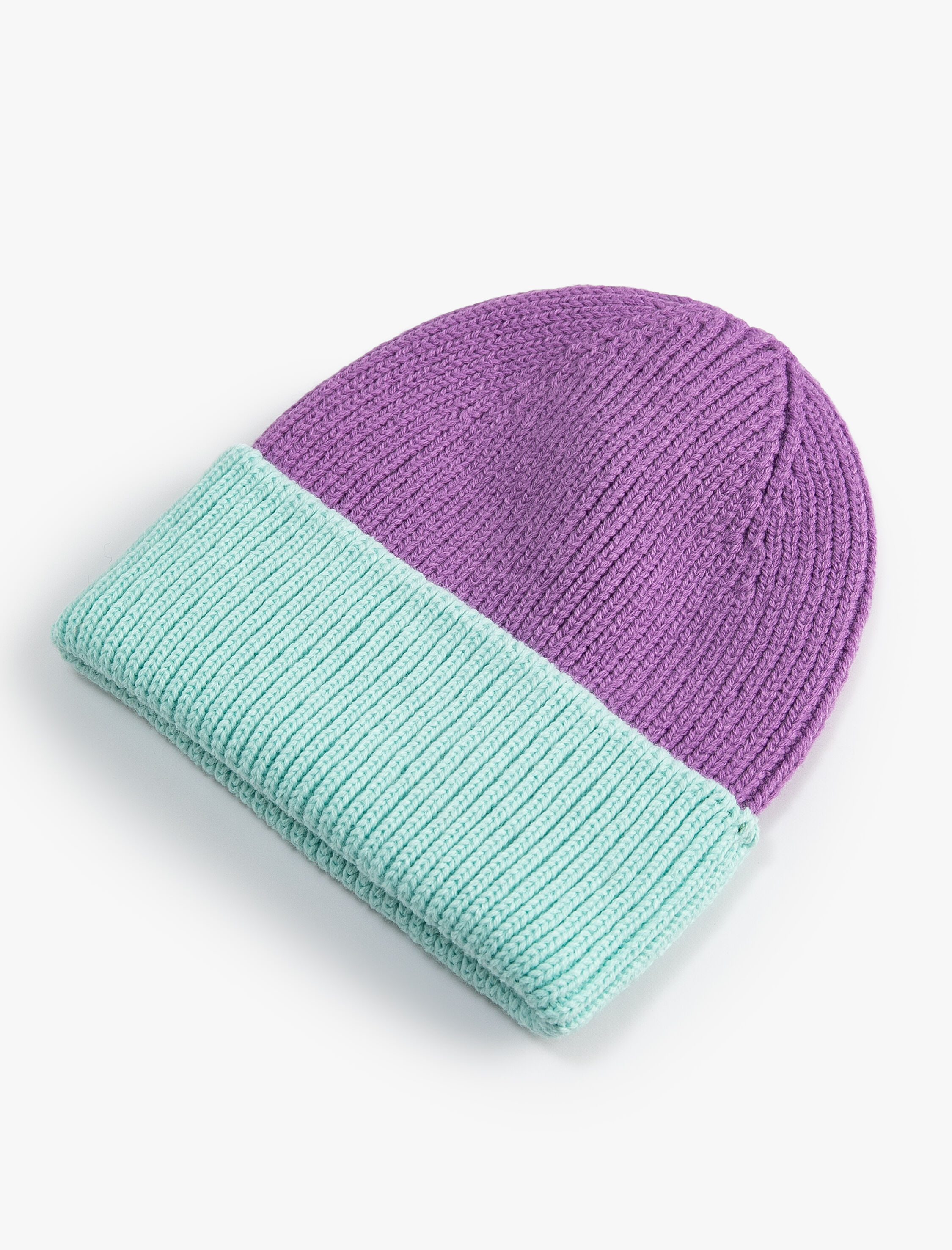  Kız Çocuk Basic Lastikli Örgü Bere Renk Kontrastlı