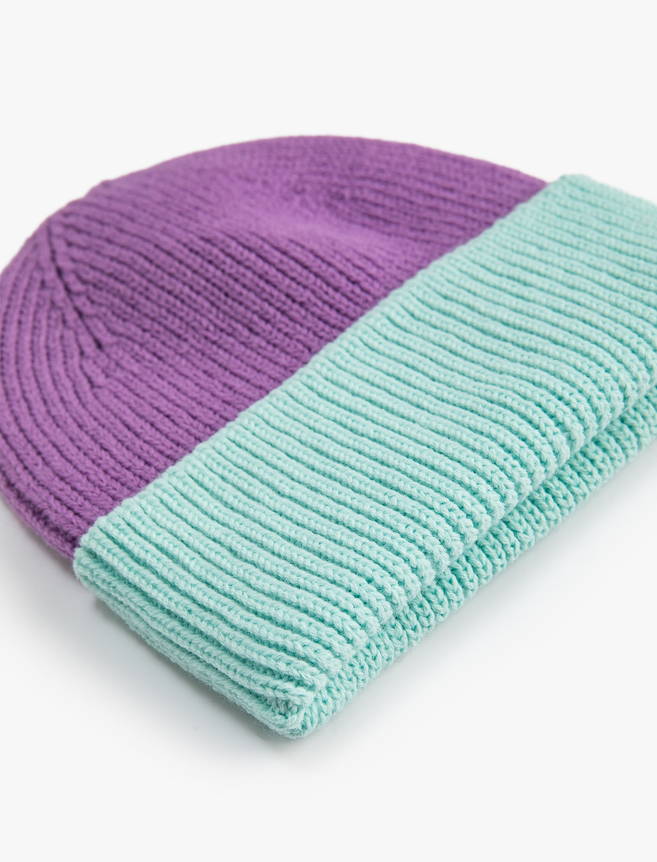  Kız Çocuk Basic Lastikli Örgü Bere Renk Kontrastlı