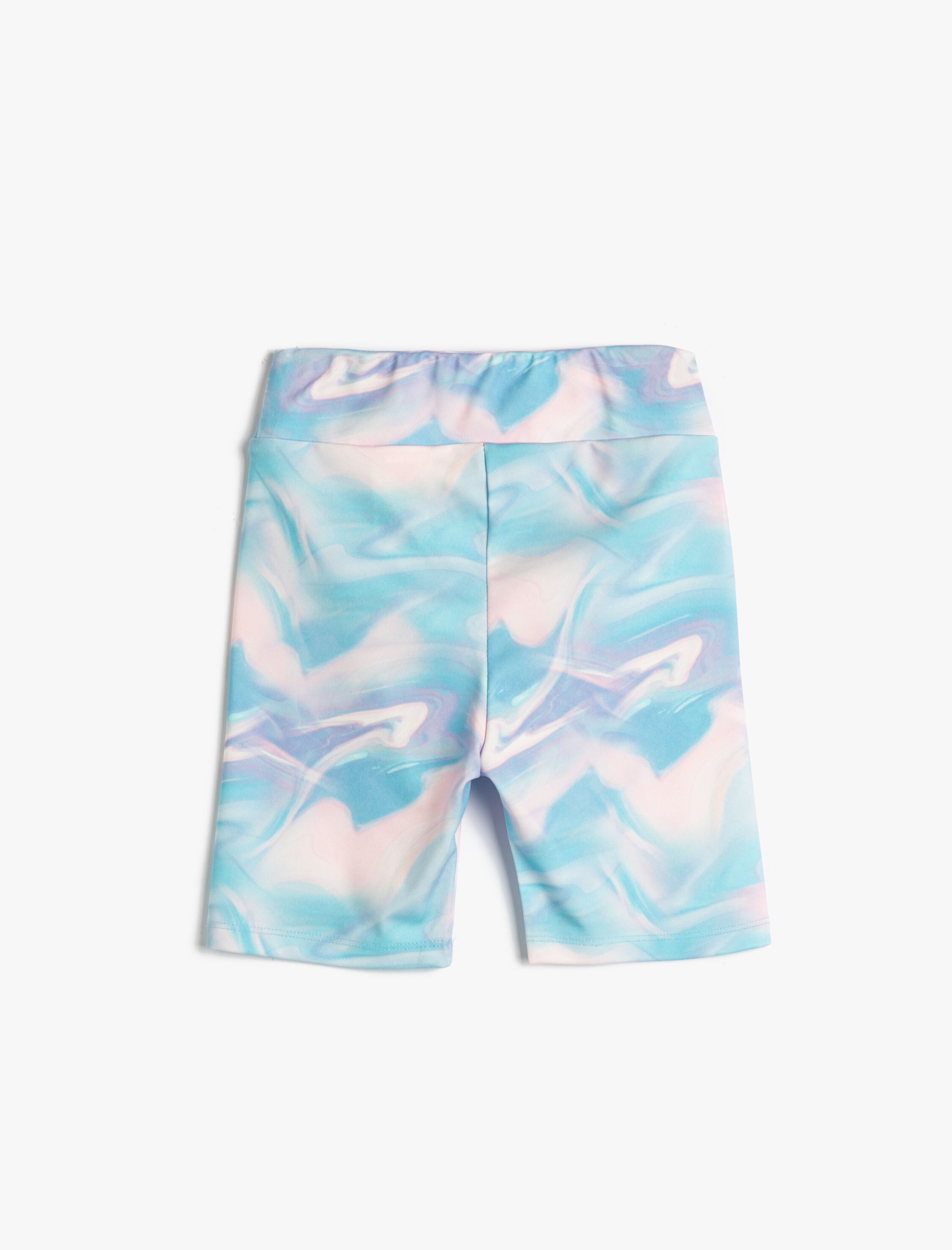  Kız Çocuk Kısa Spor Tayt Batik Desenli Beli Lastikli