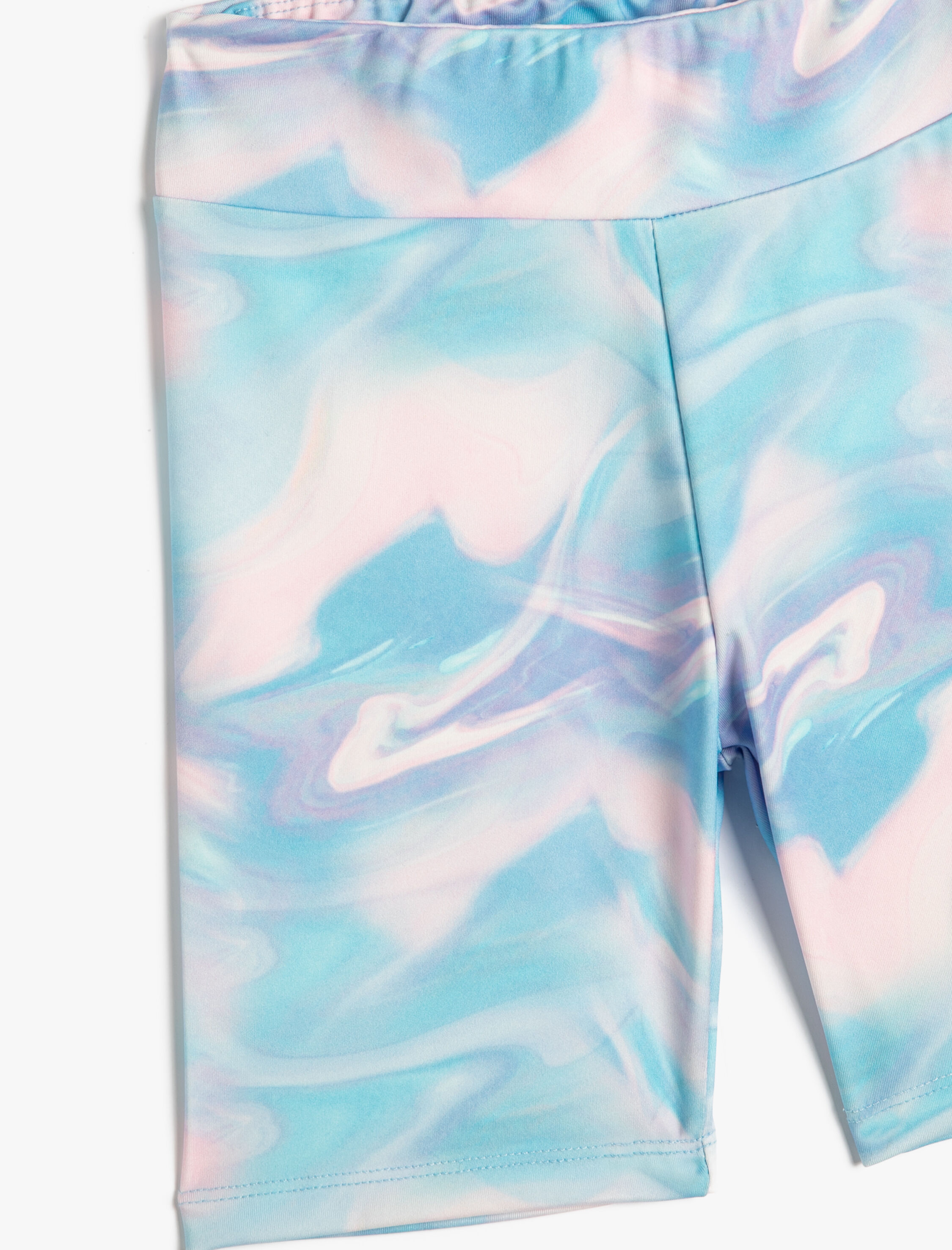  Kız Çocuk Kısa Spor Tayt Batik Desenli Beli Lastikli