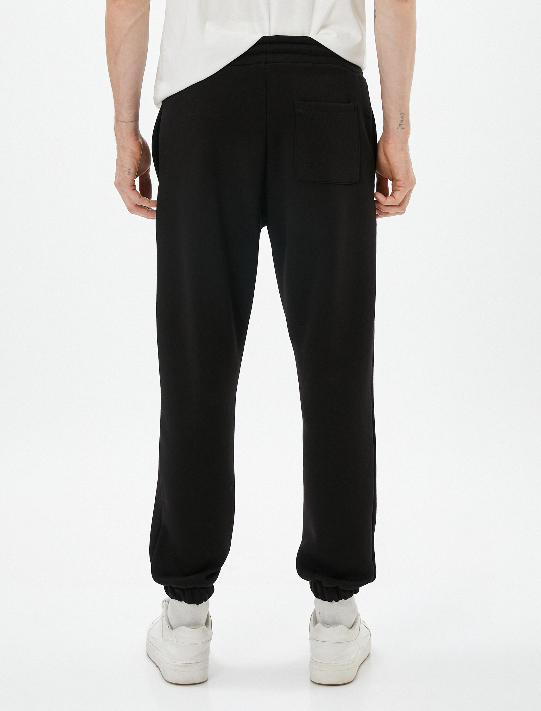   Jogger Eşofman Altı Dikiş Detaylı Slogan Baskılı Beli Bağcıklı Şardonlu