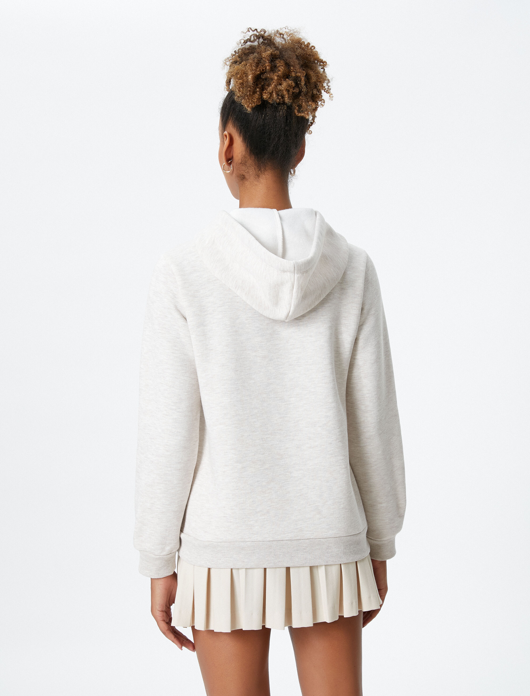   Şardonlu Kolej Kapşonlu Sweatshirt Kanguru Cepli Rahat Kesim