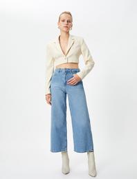 Geniş Kısa Paça Kot Pantolon Yüksek Bel - Sandra Jeans