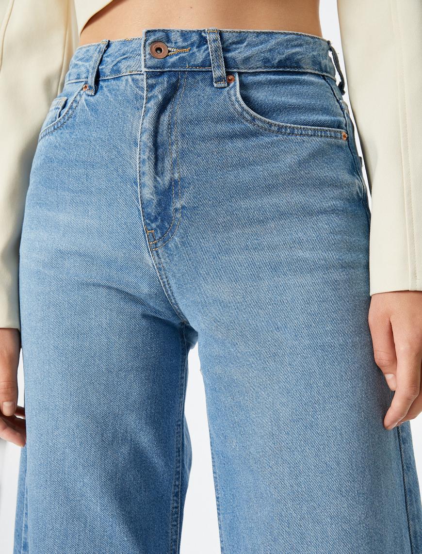   Geniş Kısa Paça Kot Pantolon Yüksek Bel - Sandra Jeans