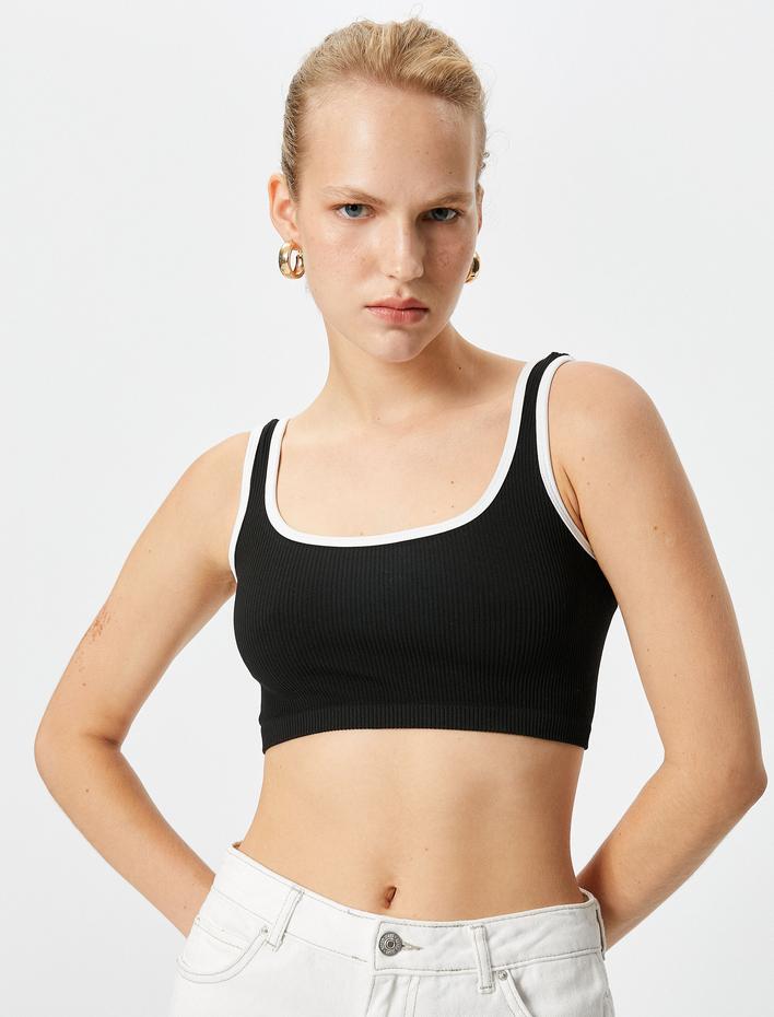  Crop Fitilli Atlet Biye Detaylı Askılı