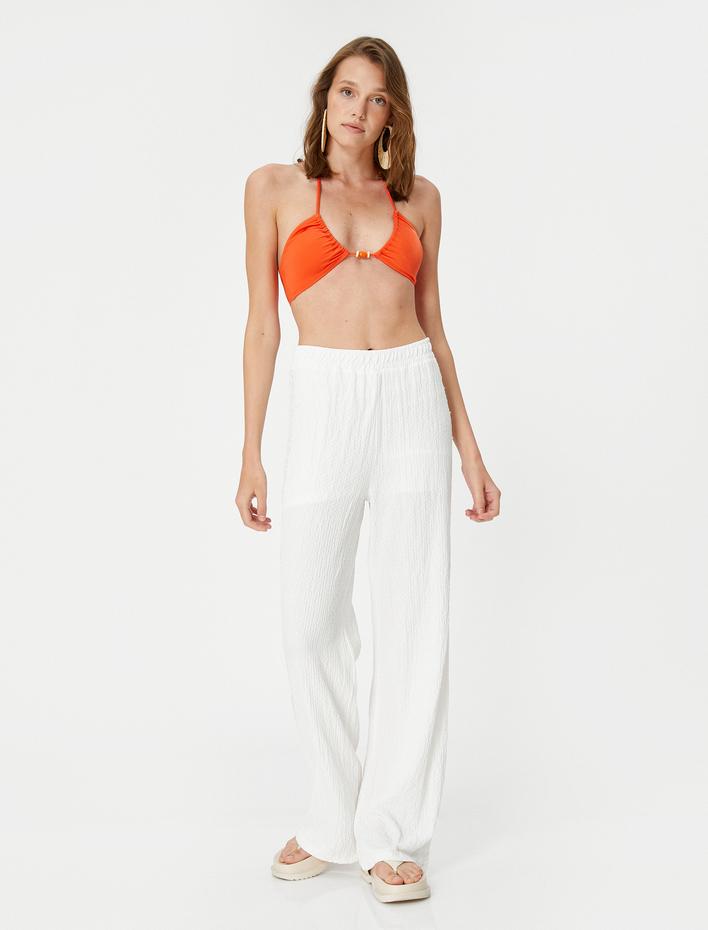  Koton X Şahika Ercümen - Kroşe Detaylı Bol Paça Pantolon