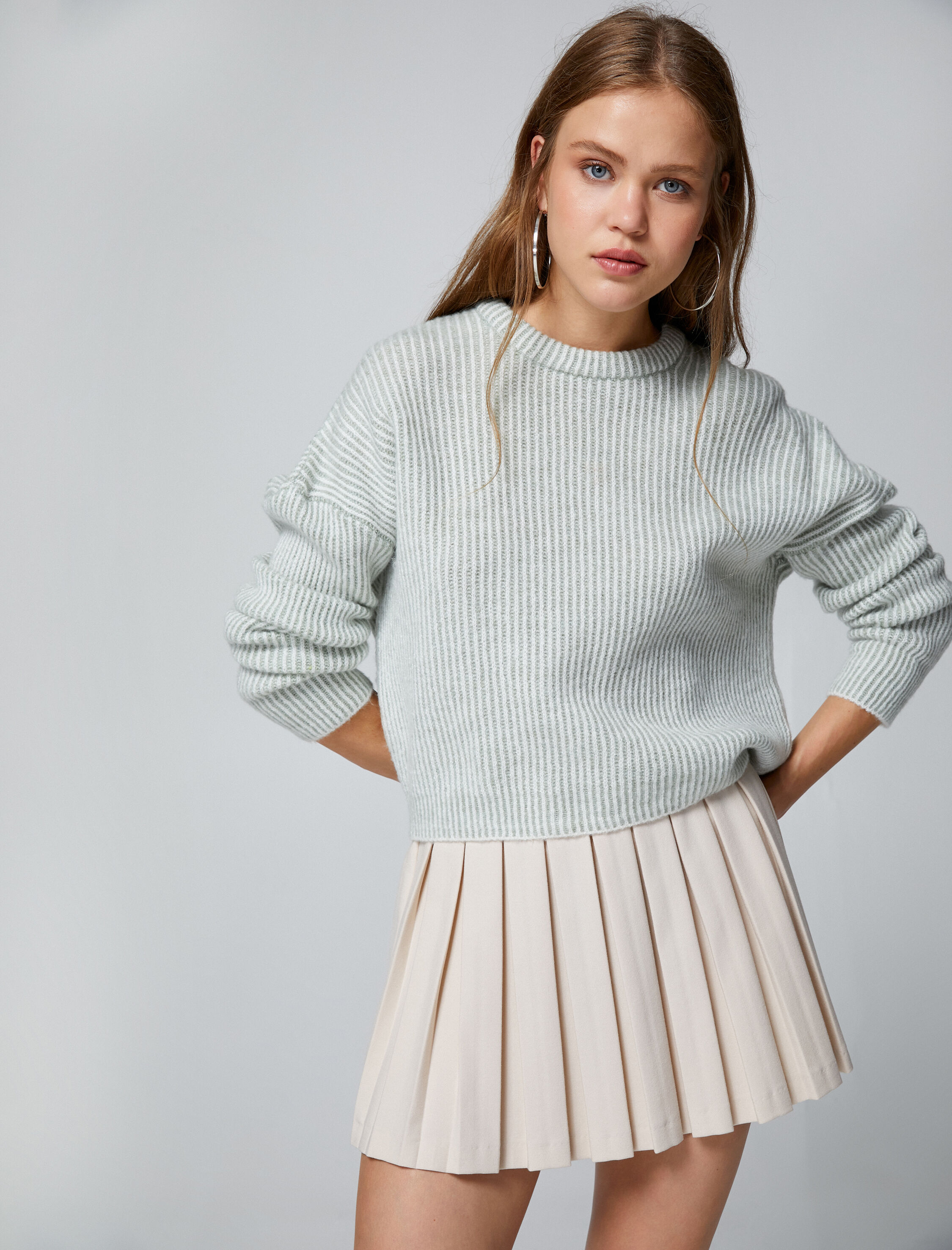   Basic Triko Kazak Bisiklet Yaka Fitilli Uzun Kollu