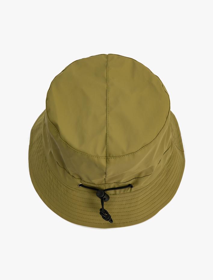 Kadın Bucket Şapka Çift Taraflı Stoper Lastik Detaylı