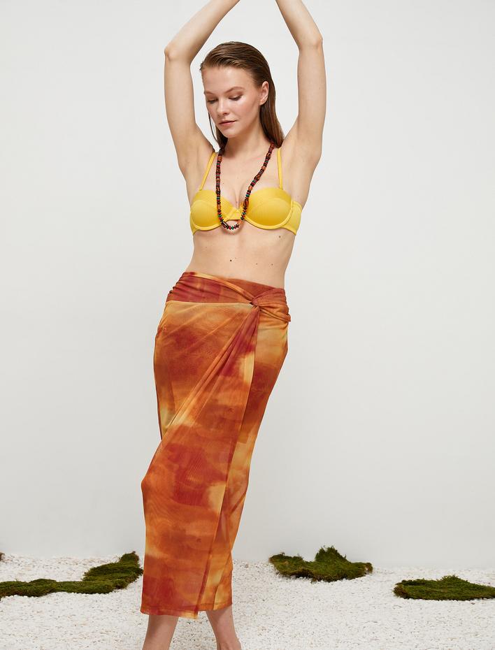  Koton X Şahika Ercümen - Pareo Etek Drapeli Tül Midi Boy