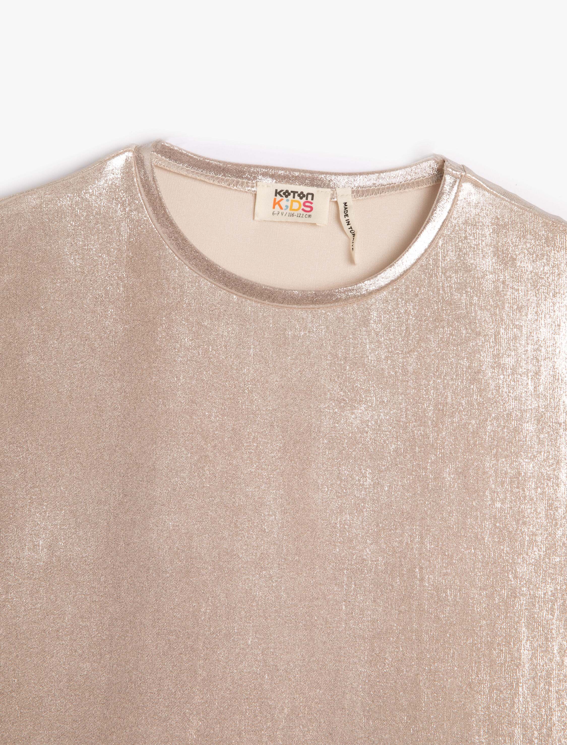  Kız Çocuk Parlak Bluz Kısa Kollu Bisiklet Yaka