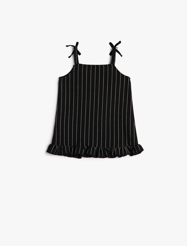 Kız Bebek Elbise Askılı Tavşan Aplike Detaylı Cepli Fırfırlı