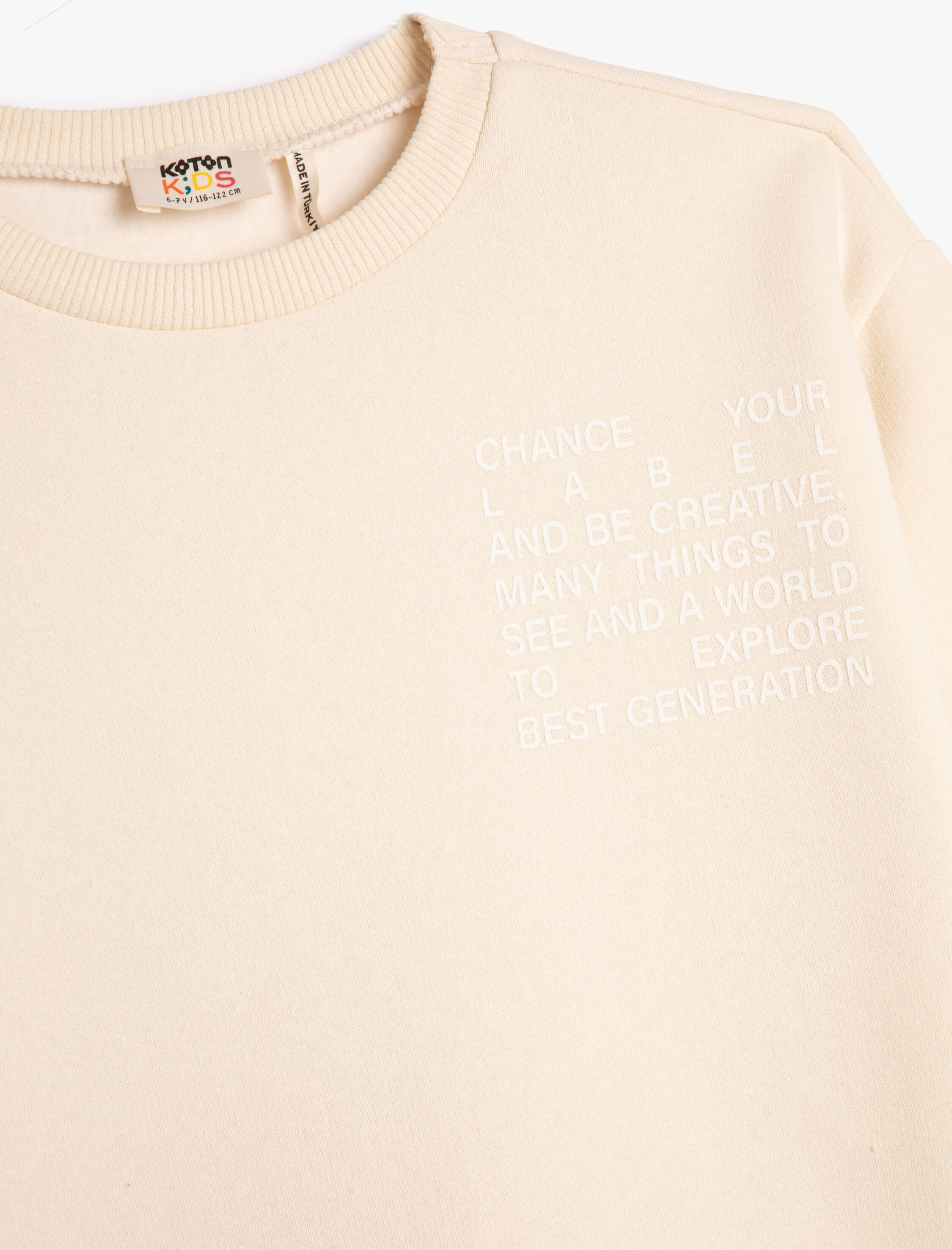  Kız Çocuk Basic Sweatshirt Şardonlu Bisiklet Yaka