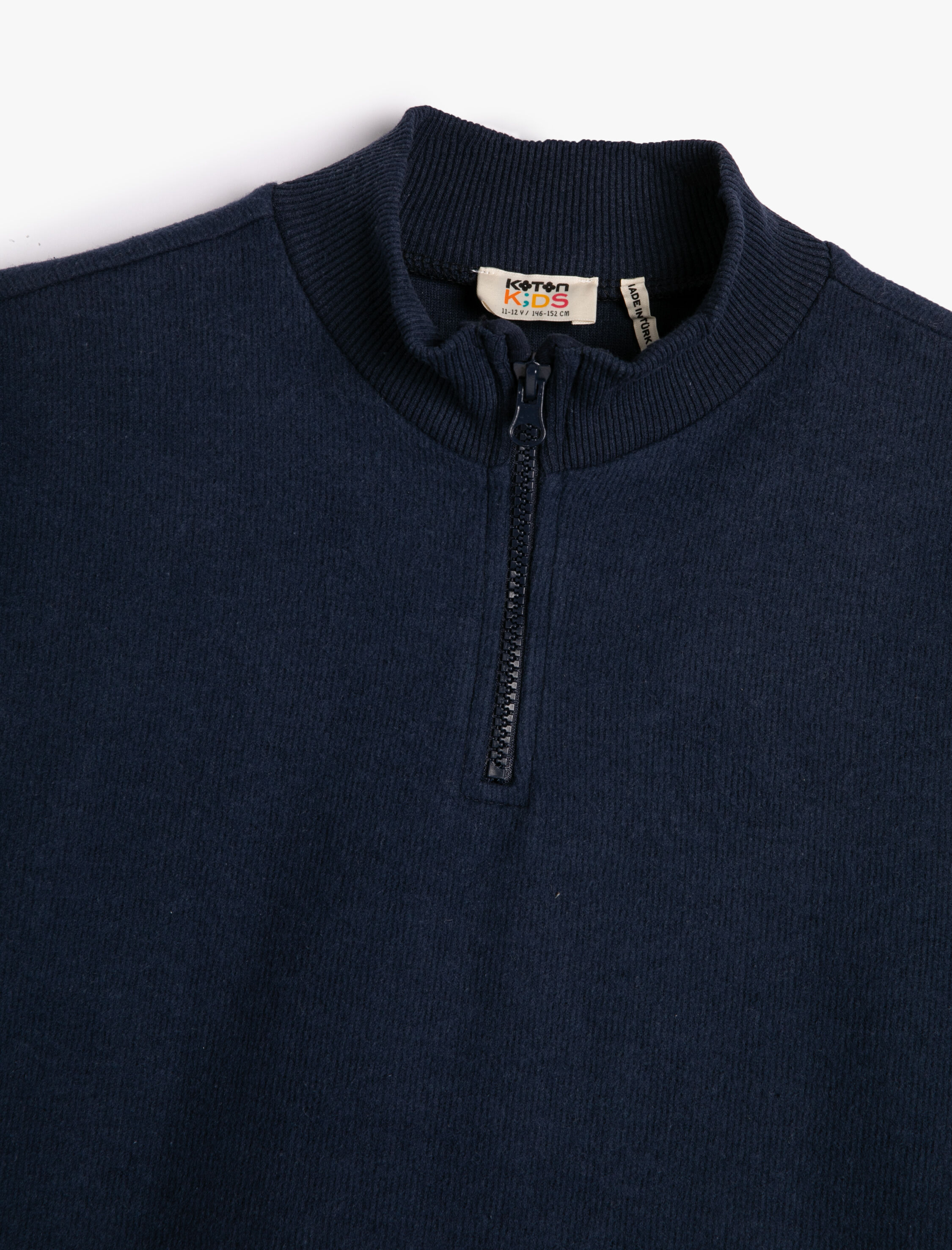  Erkek Çocuk Yarım Fermuarlı Basic Sweatshirt Dik Yaka Kaşkorse Yumuşak Dokulu