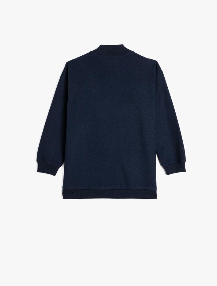Erkek Çocuk Yarım Fermuarlı Basic Sweatshirt Dik Yaka Kaşkorse Yumuşak Dokulu