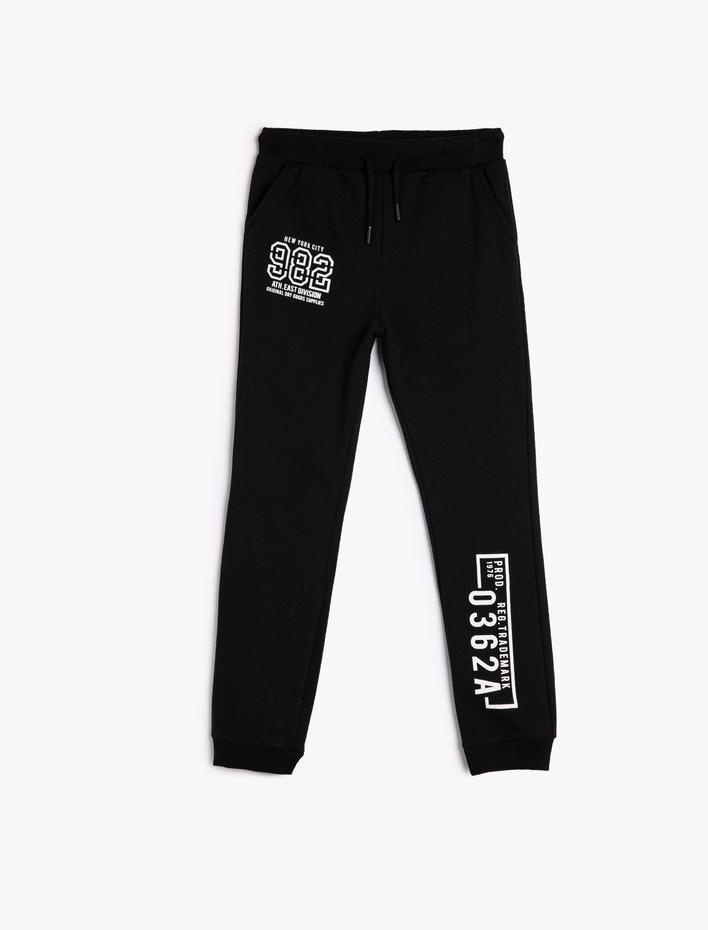 Erkek Çocuk Jogger Eşofman Altı Beli Bağlamalı Cepli Şardonlu Baskılı