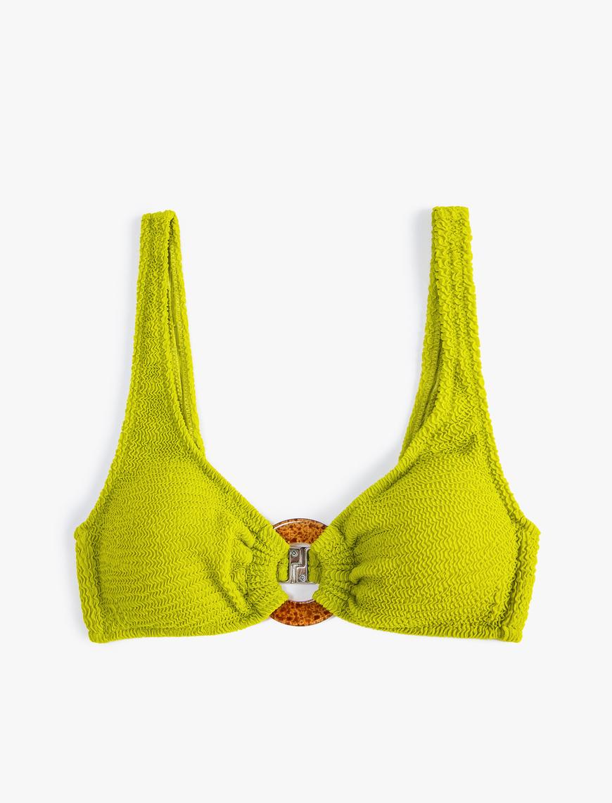   Bikini Üstü Aksesuar Detaylı Dokulu Askılı Kaplı